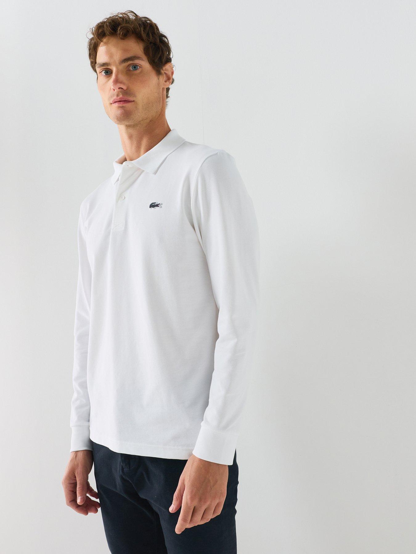 Image 1 of 5 of Lacoste Ottoman Long Sleeve Polo Shirt - White
