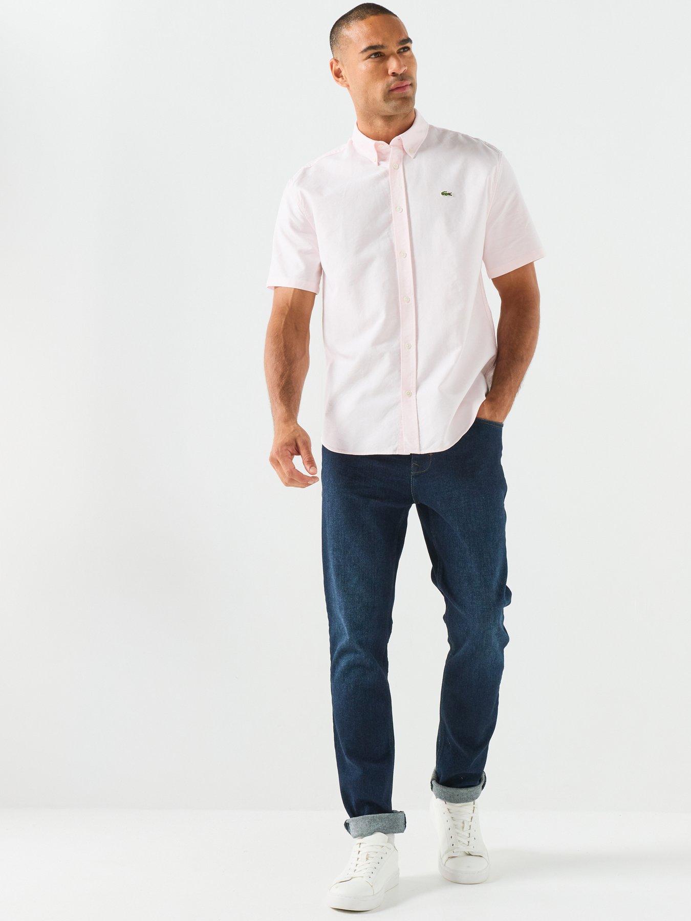 Image 3 of 6 of Lacoste Short Sleeve Oxford Shirt - Light Pink