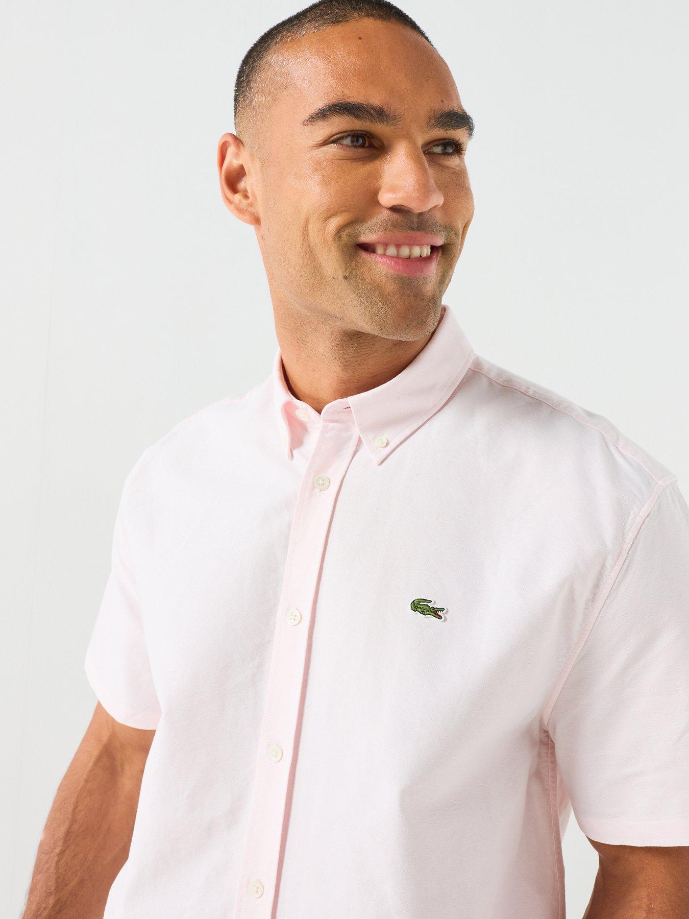 Image 4 of 6 of Lacoste Short Sleeve Oxford Shirt - Light Pink
