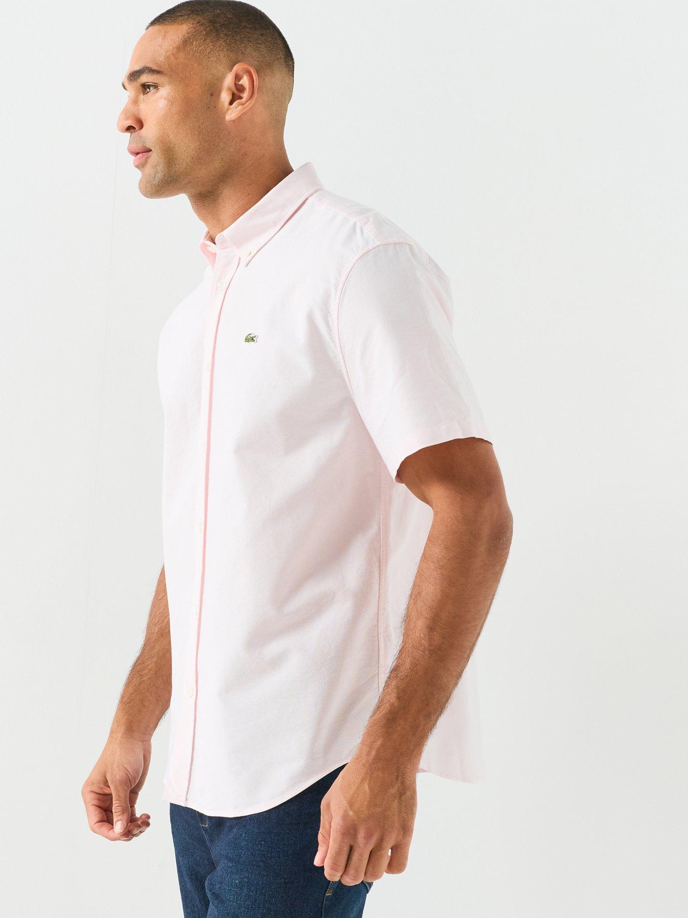 Image 6 of 6 of Lacoste Short Sleeve Oxford Shirt - Light Pink