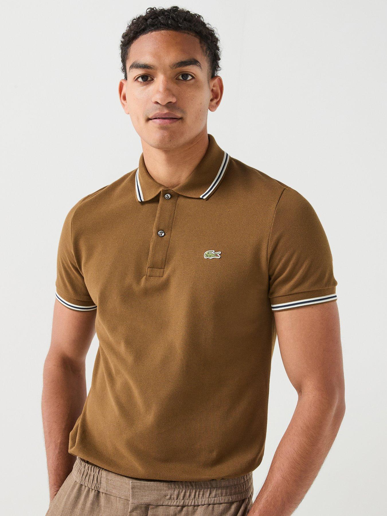 Lacoste Regular Fit L.12.12 Tipped Polo Shirt - Brown