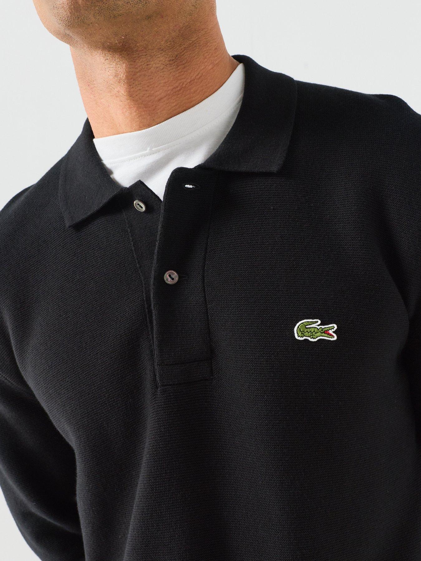 Image 4 of 6 of Lacoste Knitted Long Sleeve Polo Shirt - Black
