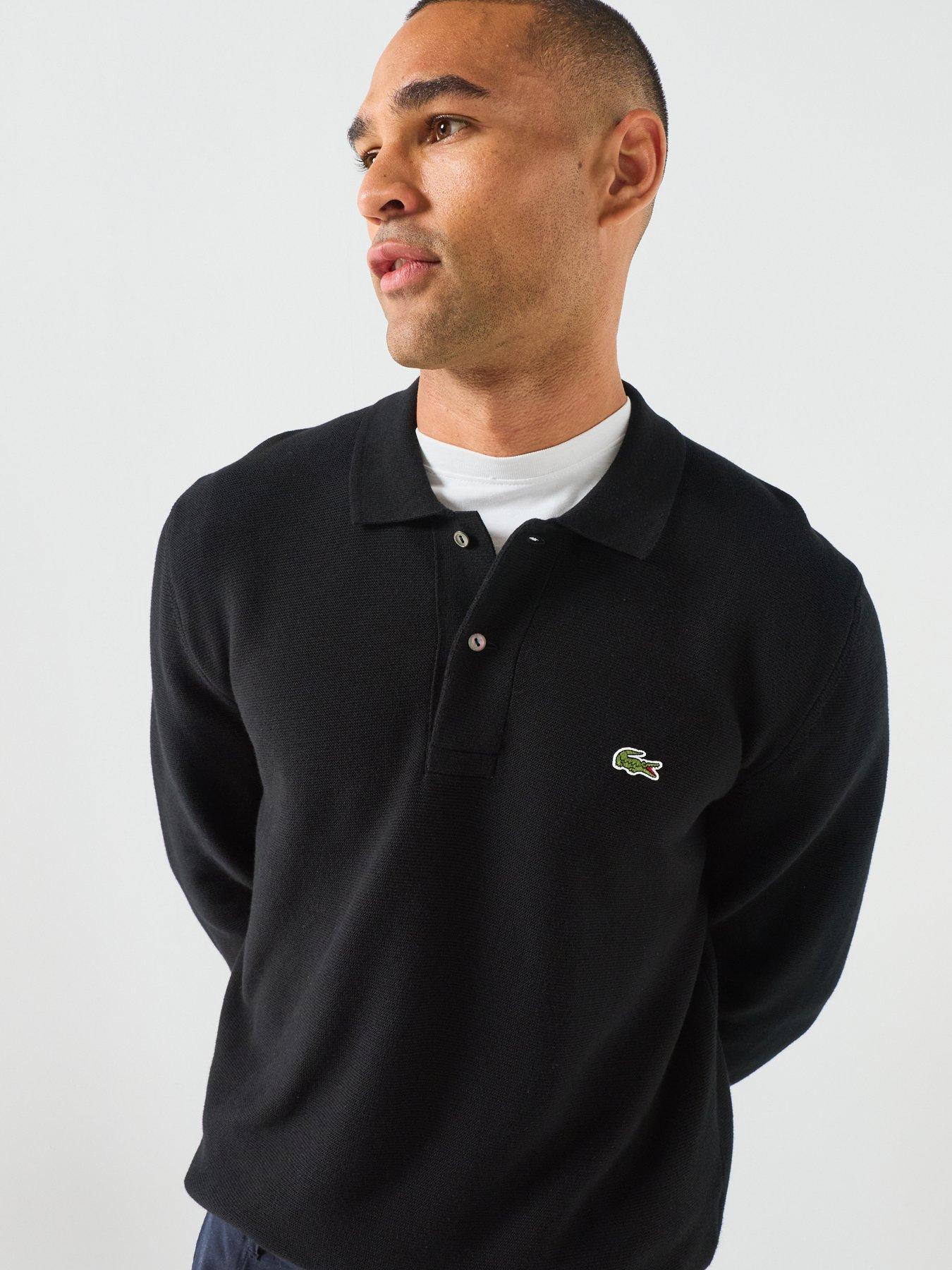 Image 5 of 6 of Lacoste Knitted Long Sleeve Polo Shirt - Black