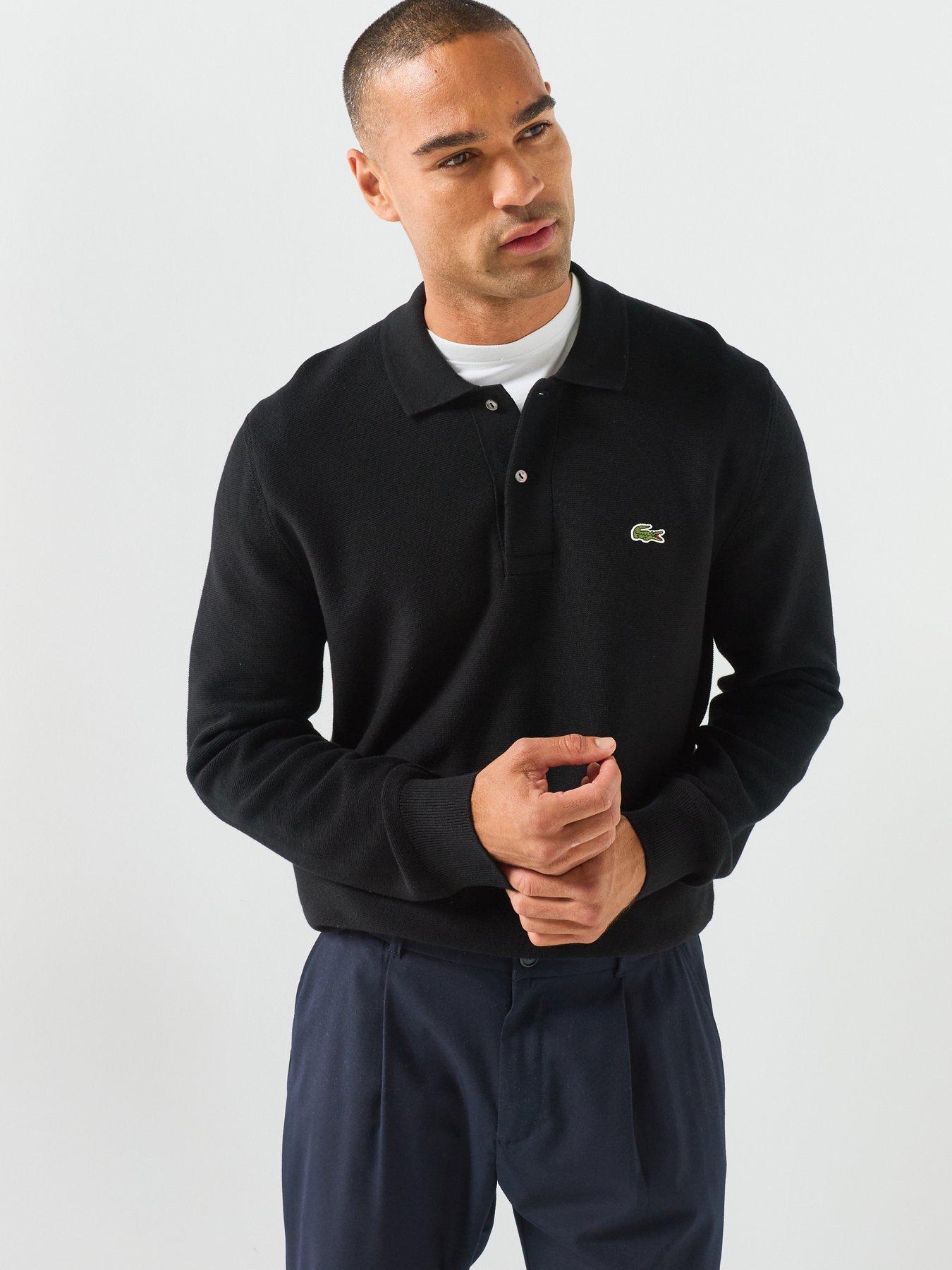 Image 6 of 6 of Lacoste Knitted Long Sleeve Polo Shirt - Black