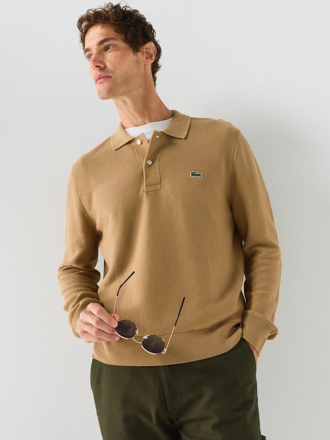 Lacoste Knitted Long Sleeve Polo Shirt - Brown