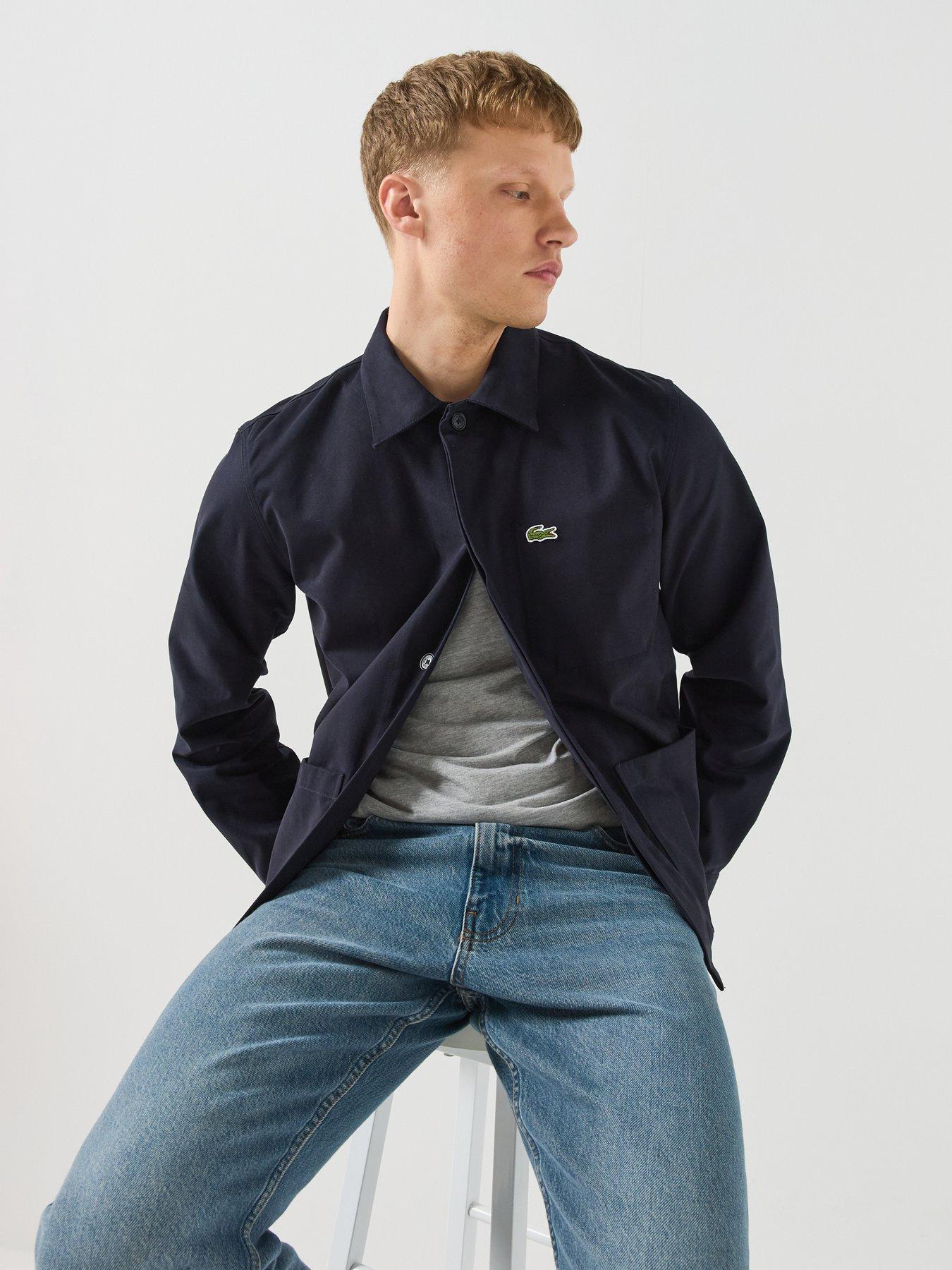 Image 4 of 6 of Lacoste Twill Brushed Cotton Overshirt - Navy