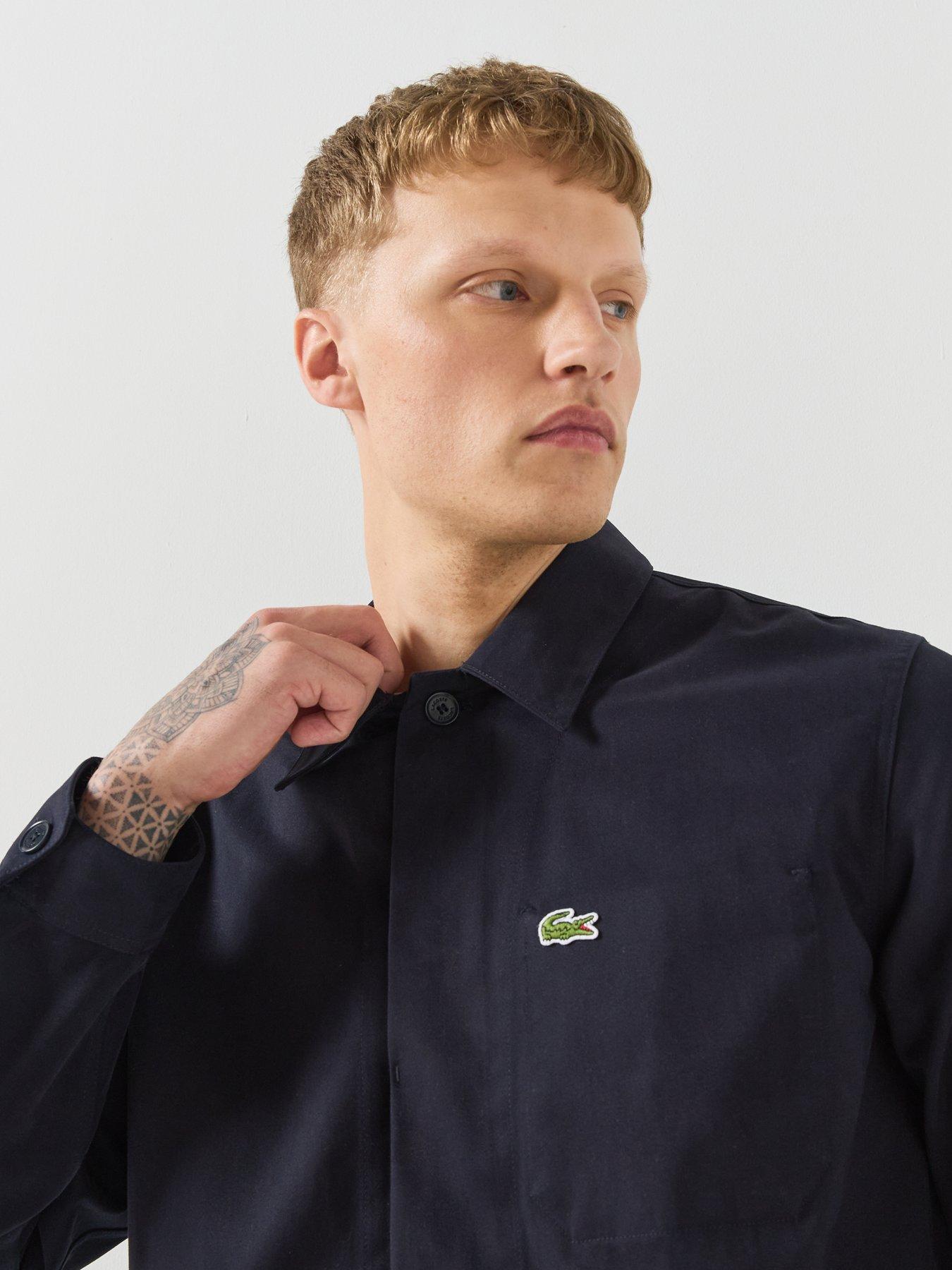 Image 5 of 6 of Lacoste Twill Brushed Cotton Overshirt - Navy