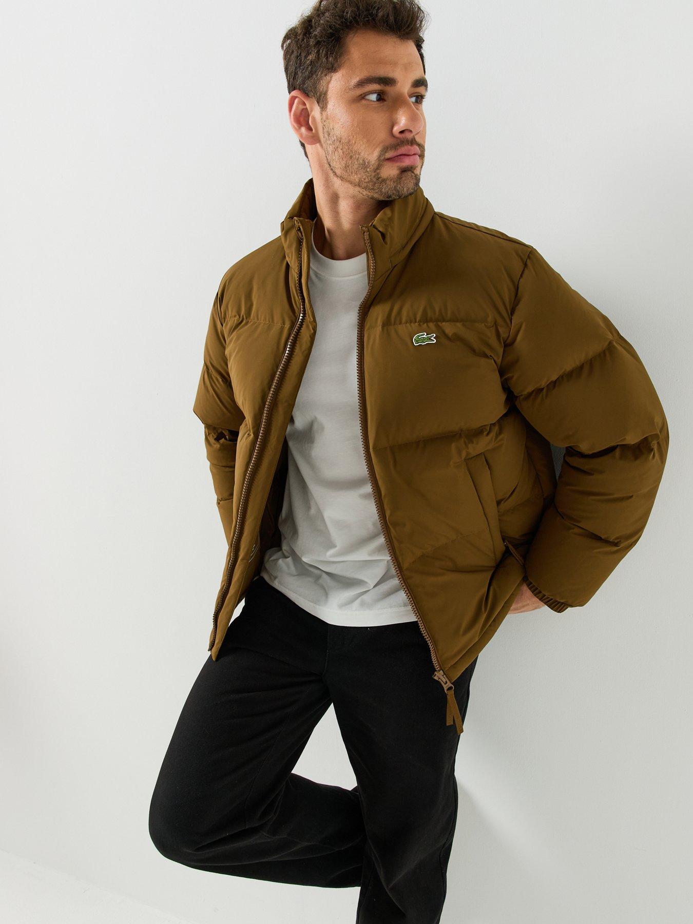 Image 1 of 6 of Lacoste Water Repellent Hooded Down Jacket - Brown