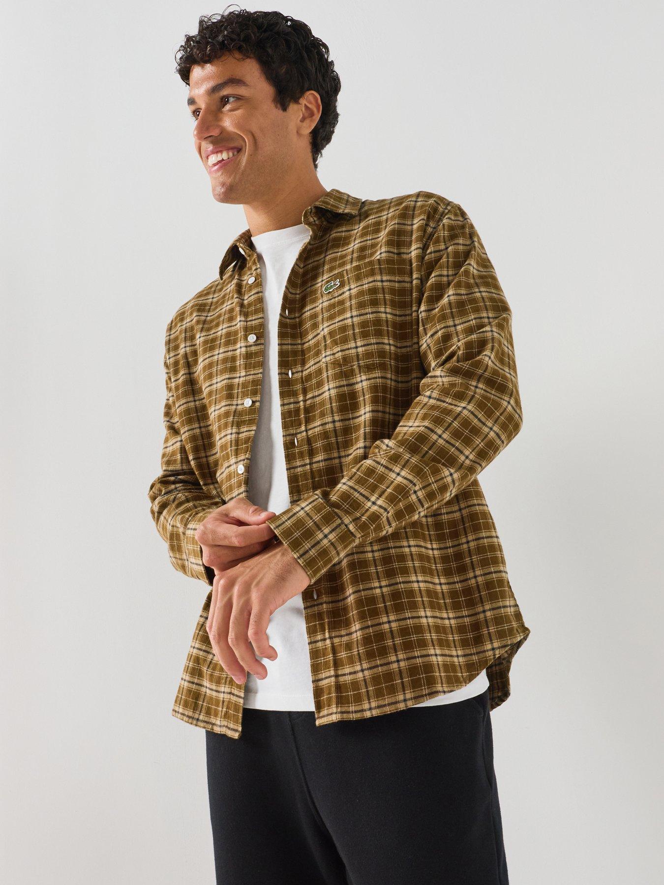 Lacoste Large Check Flannel Shirt - Brown