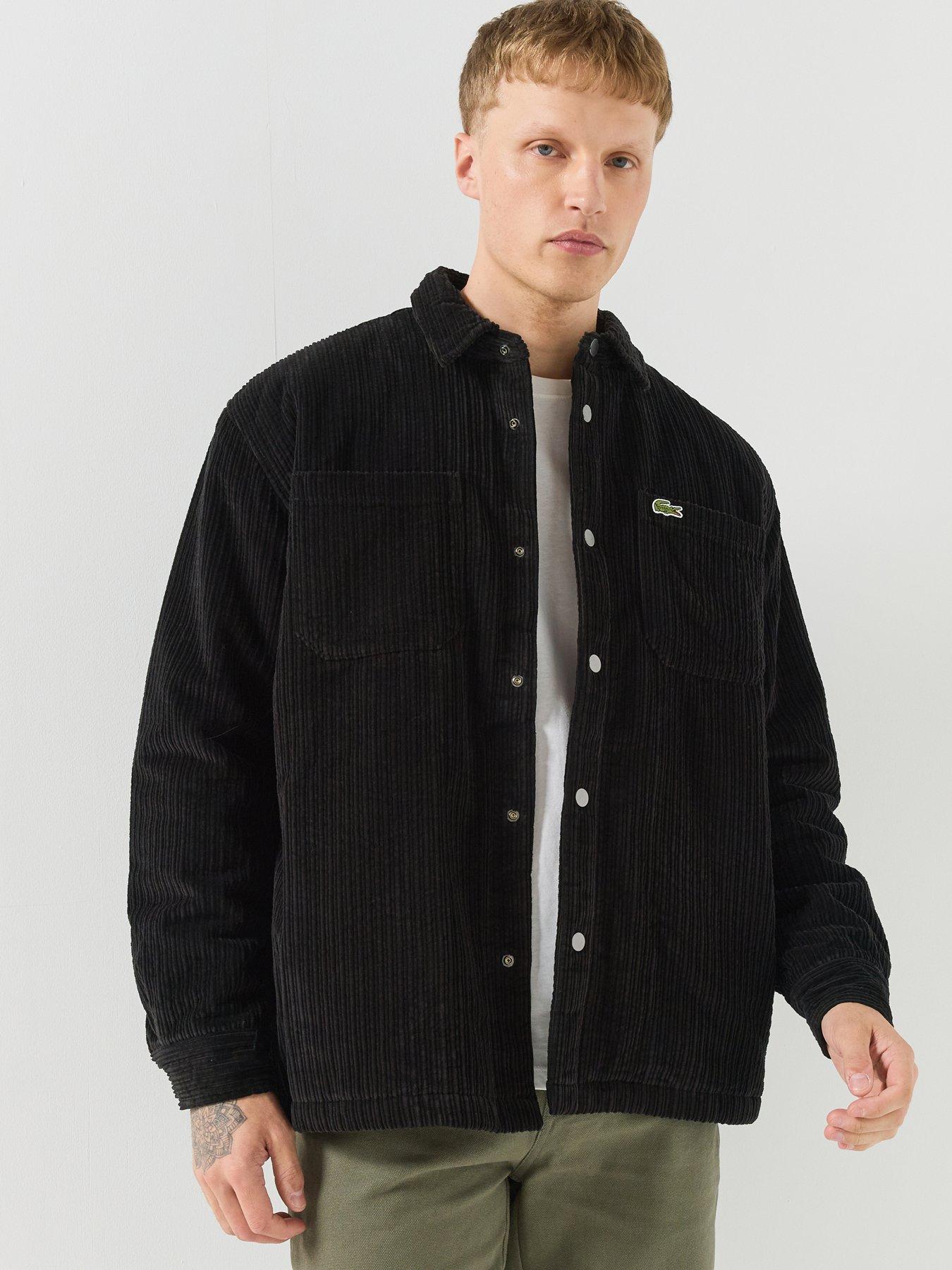 Image 1 of 6 of Lacoste Quilted Corduroy Overshirt - Black