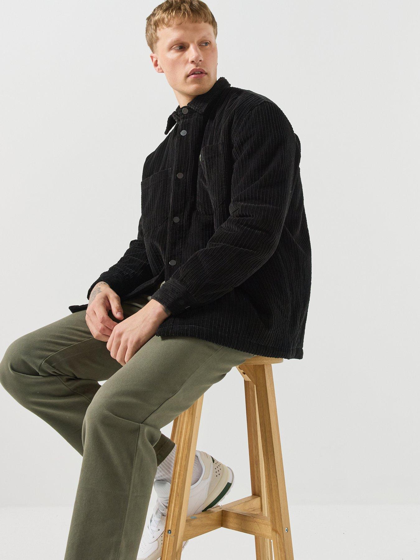 Image 4 of 6 of Lacoste Quilted Corduroy Overshirt - Black