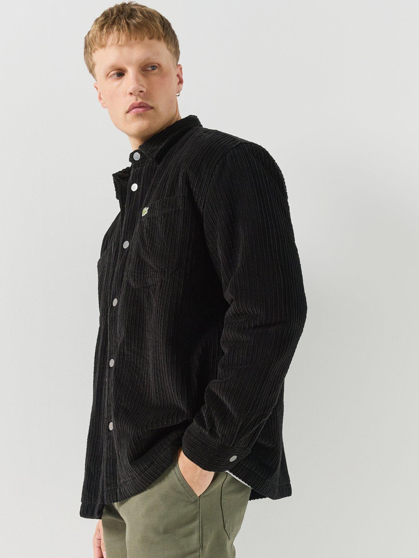 Image 5 of 6 of Lacoste Quilted Corduroy Overshirt - Black