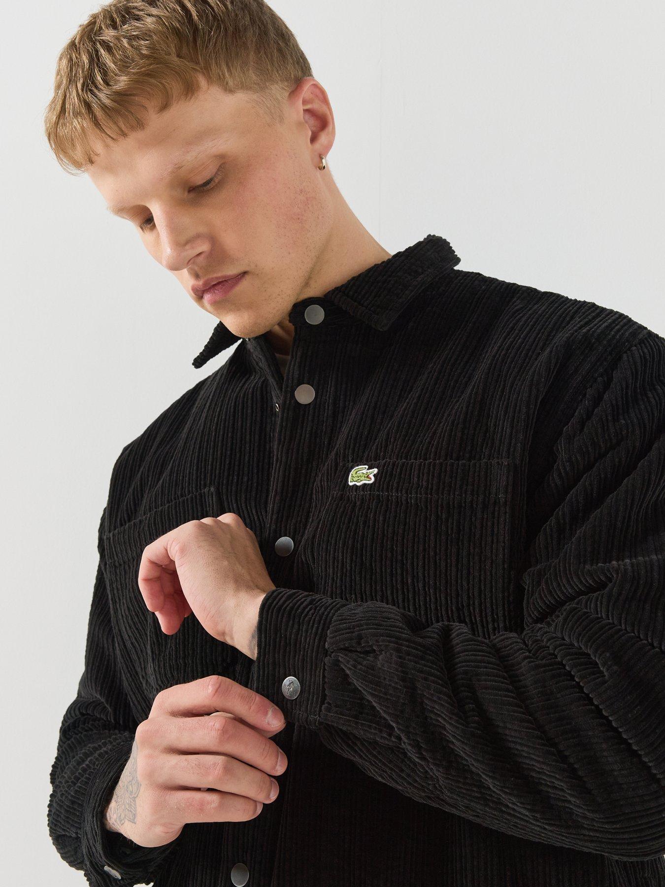 Image 6 of 6 of Lacoste Quilted Corduroy Overshirt - Black