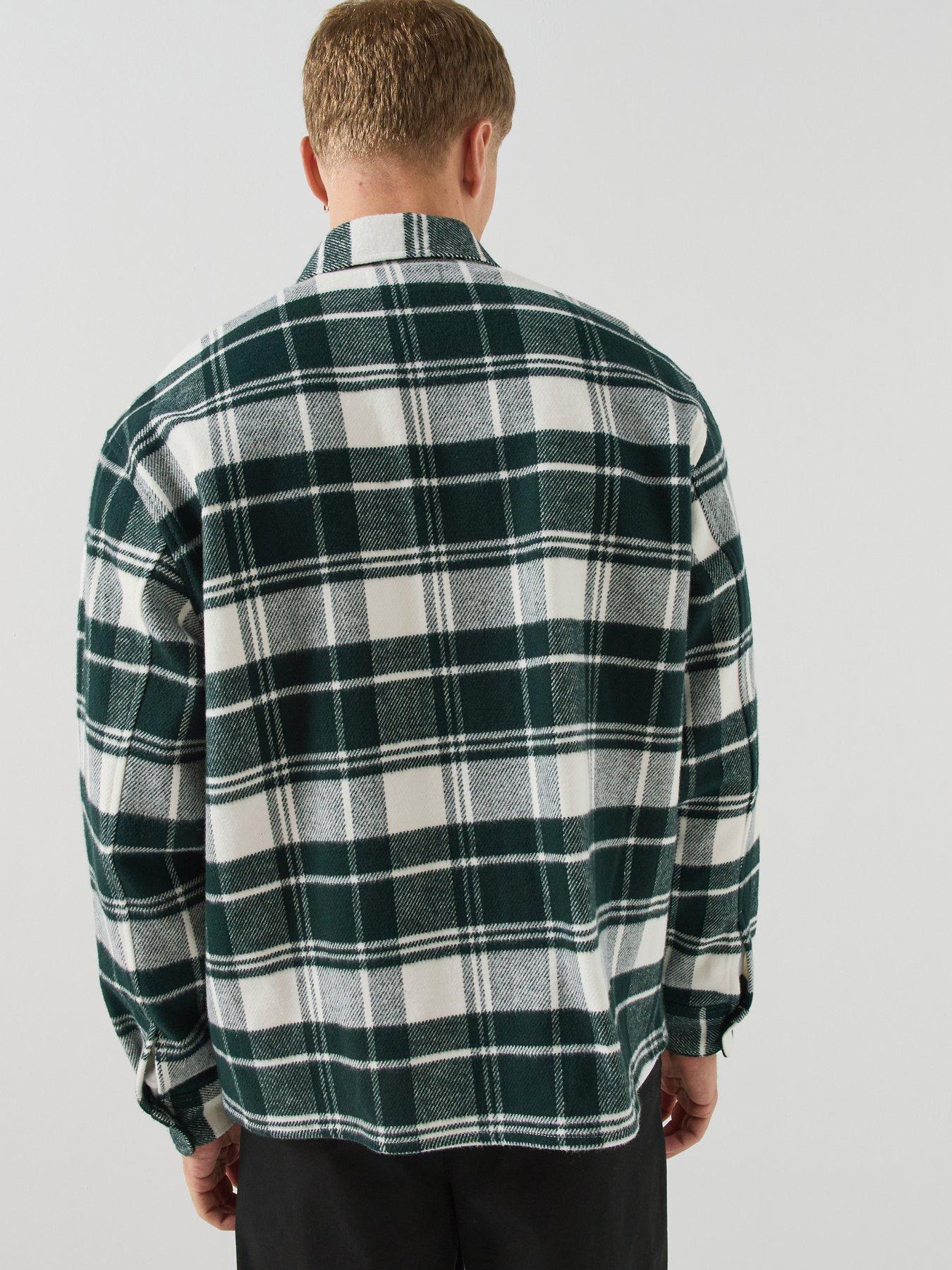 Image 2 of 6 of Lacoste Relaxed Fit Warm Felt Overshirt - Dark Green