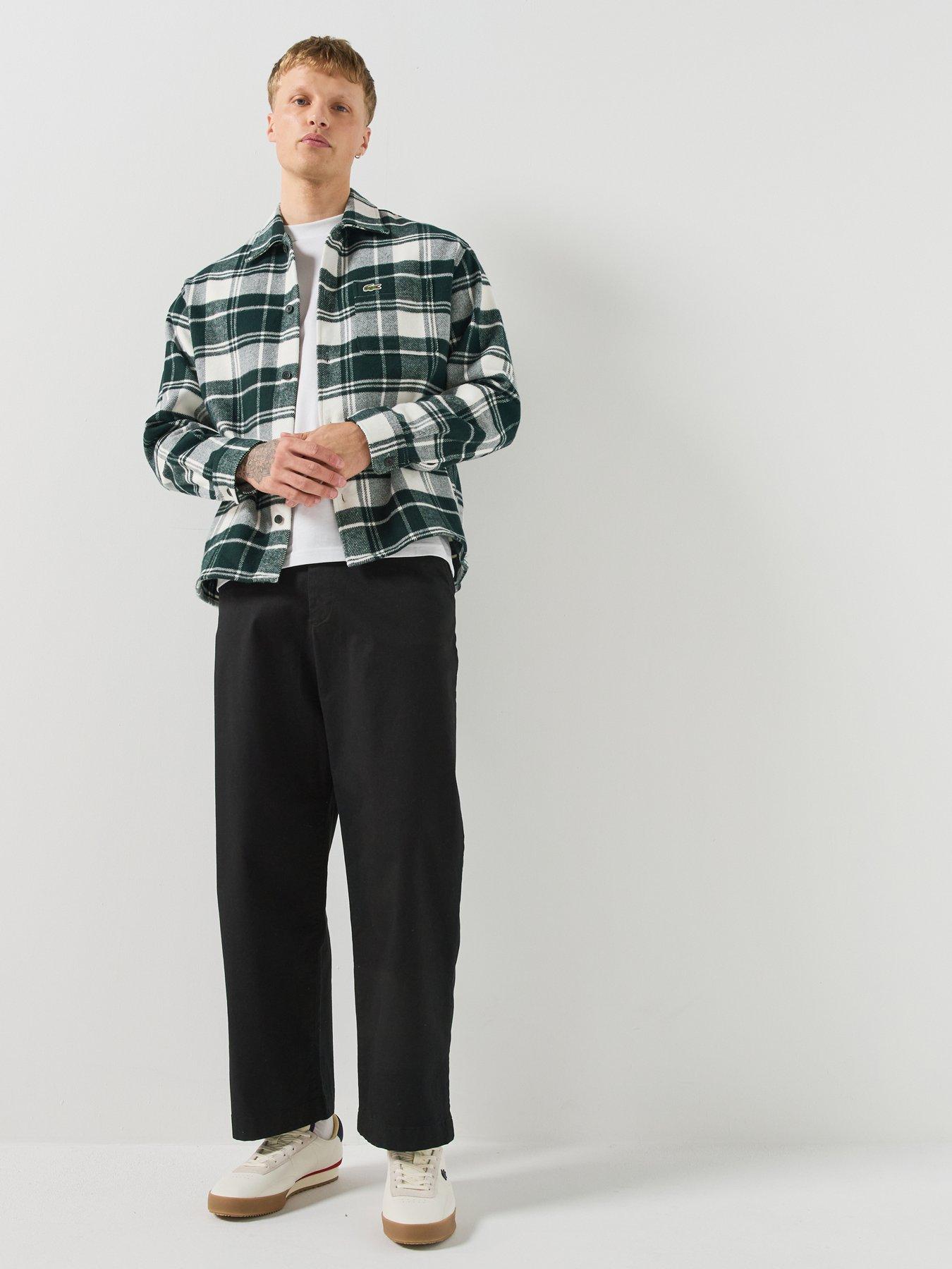 Image 3 of 6 of Lacoste Relaxed Fit Warm Felt Overshirt - Dark Green