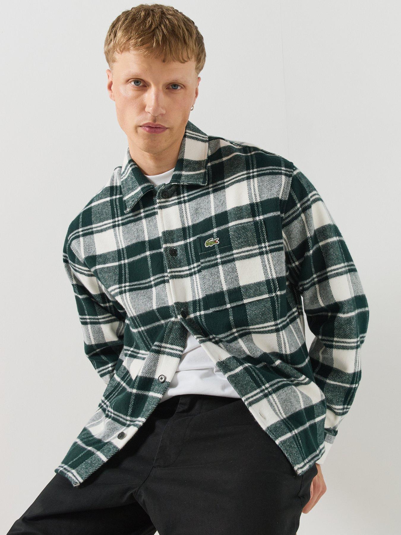 Image 4 of 6 of Lacoste Relaxed Fit Warm Felt Overshirt - Dark Green
