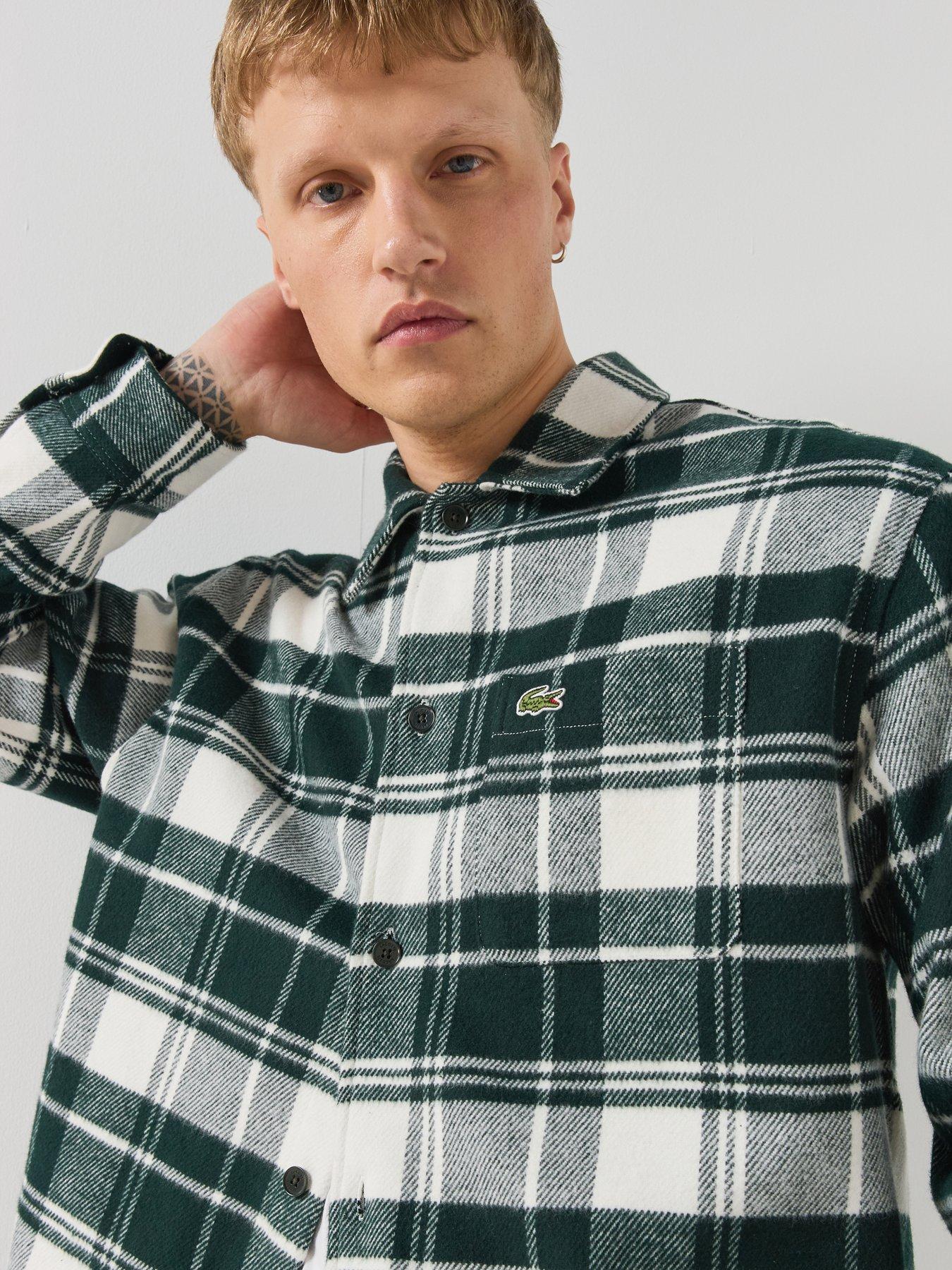 Image 5 of 6 of Lacoste Relaxed Fit Warm Felt Overshirt - Dark Green