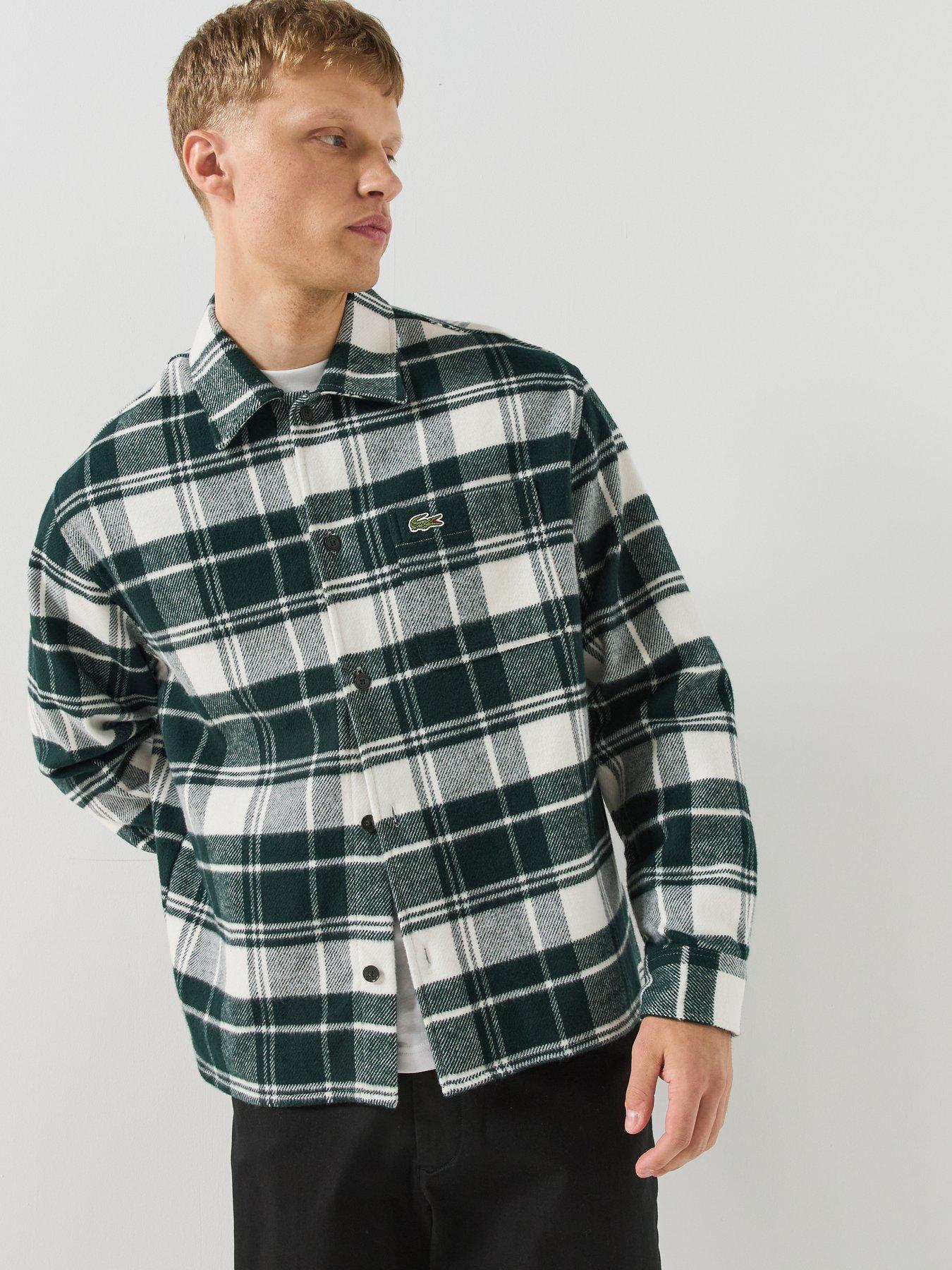 Image 6 of 6 of Lacoste Relaxed Fit Warm Felt Overshirt - Dark Green