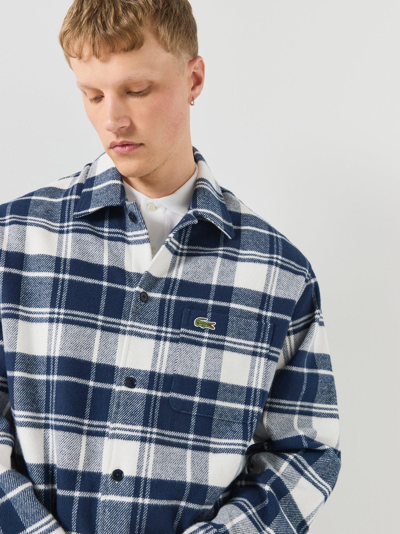 Image 4 of 6 of Lacoste Relaxed Fit Warm Felt Overshirt - Navy