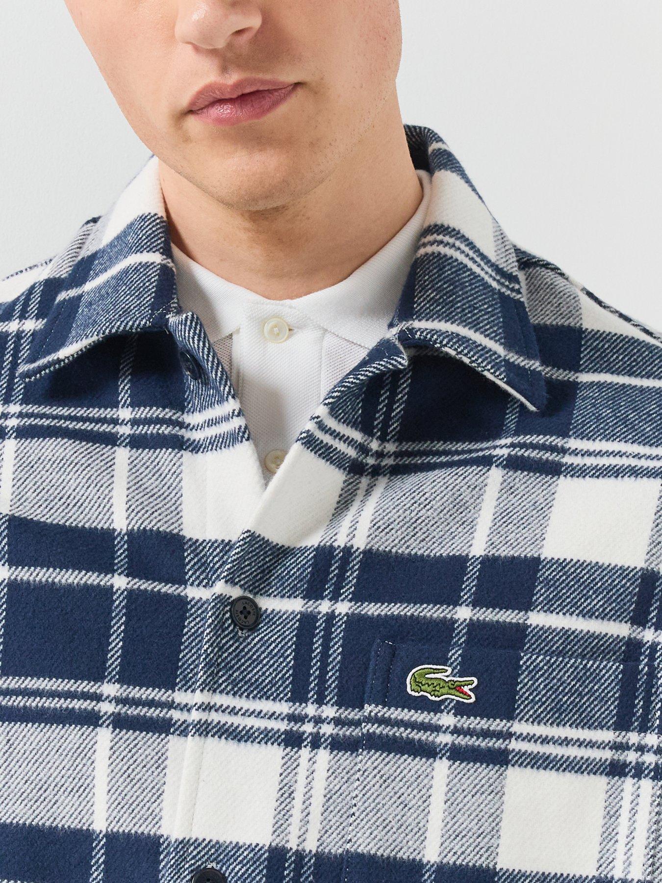 Image 5 of 6 of Lacoste Relaxed Fit Warm Felt Overshirt - Navy
