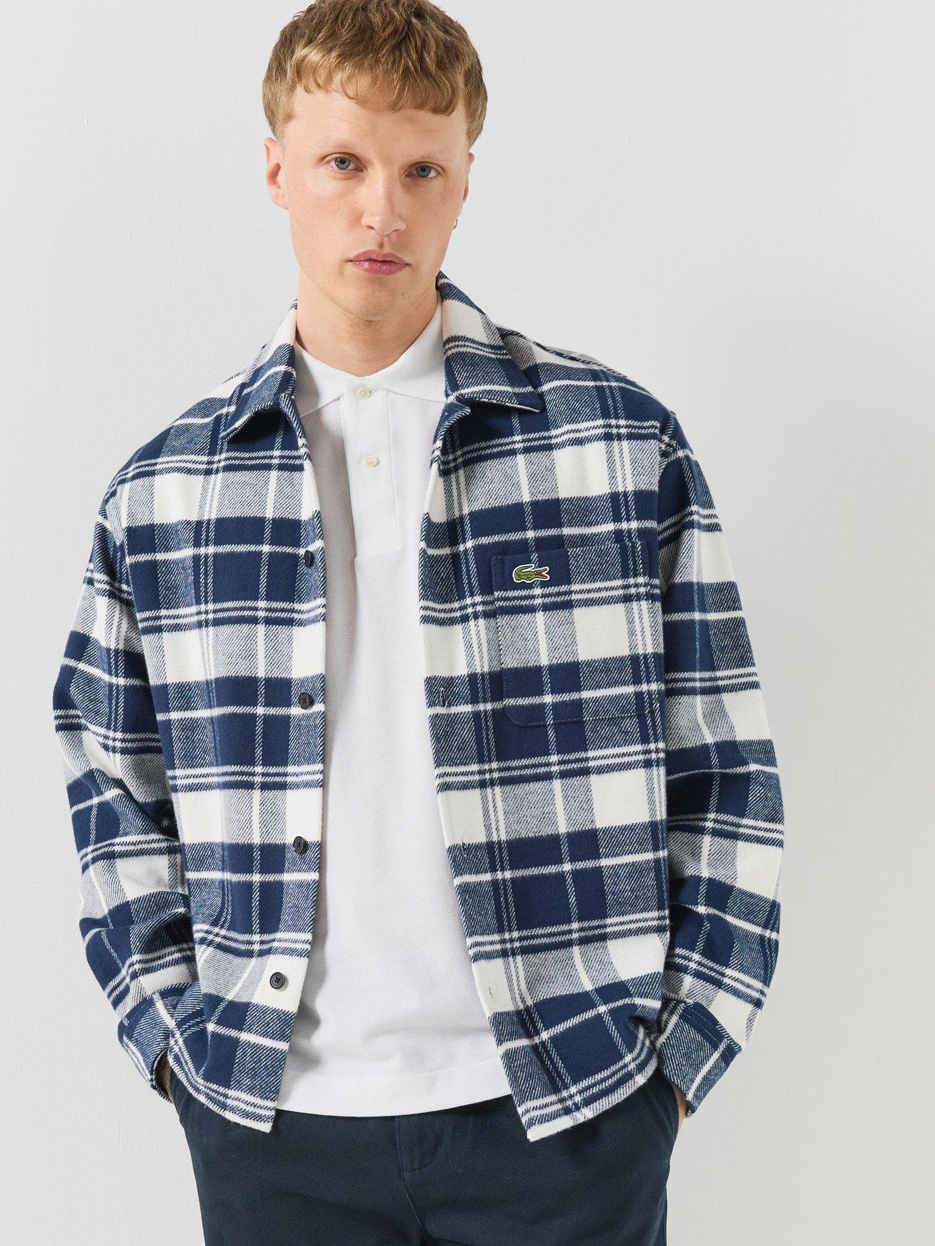 Image 6 of 6 of Lacoste Relaxed Fit Warm Felt Overshirt - Navy