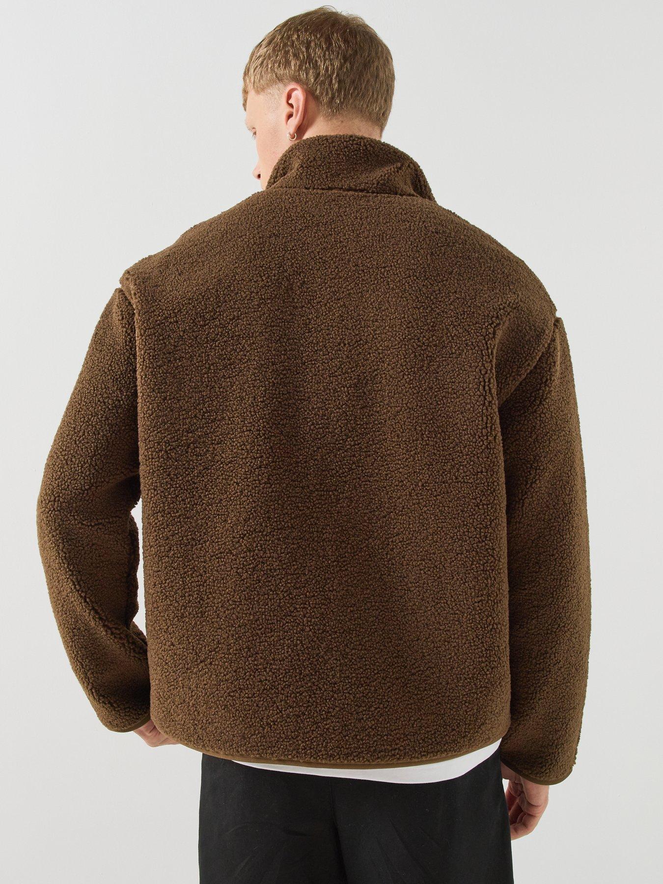 Image 2 of 6 of Lacoste Warm Sherpa Fleece Zipped Jacket - Dark Brown