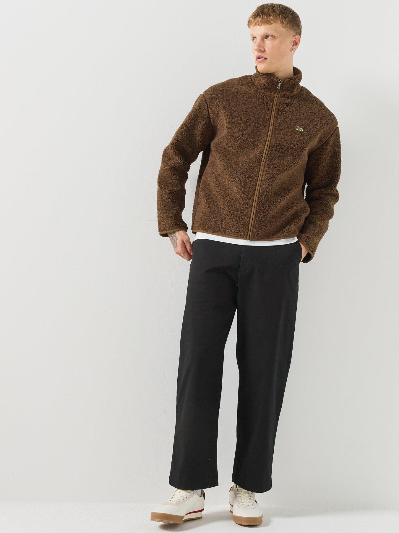 Image 3 of 6 of Lacoste Warm Sherpa Fleece Zipped Jacket - Dark Brown
