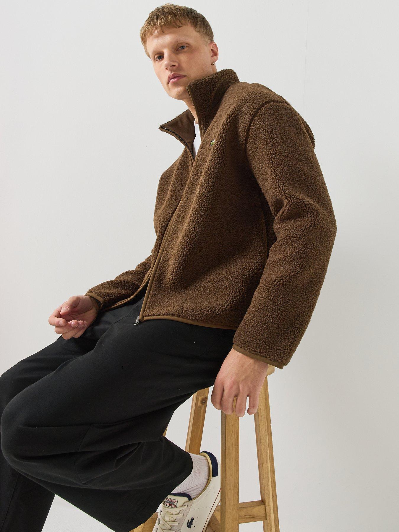 Image 4 of 6 of Lacoste Warm Sherpa Fleece Zipped Jacket - Dark Brown