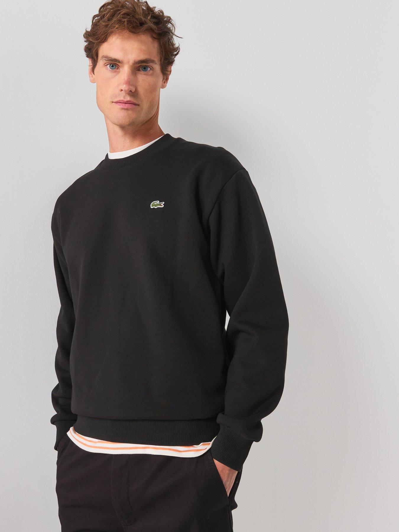 Image 1 of 6 of Lacoste Brushed Fleece Jersey Crew Sweat - Black