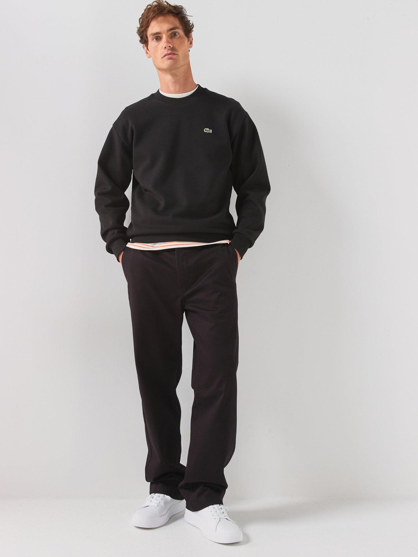 Image 3 of 6 of Lacoste Brushed Fleece Jersey Crew Sweat - Black