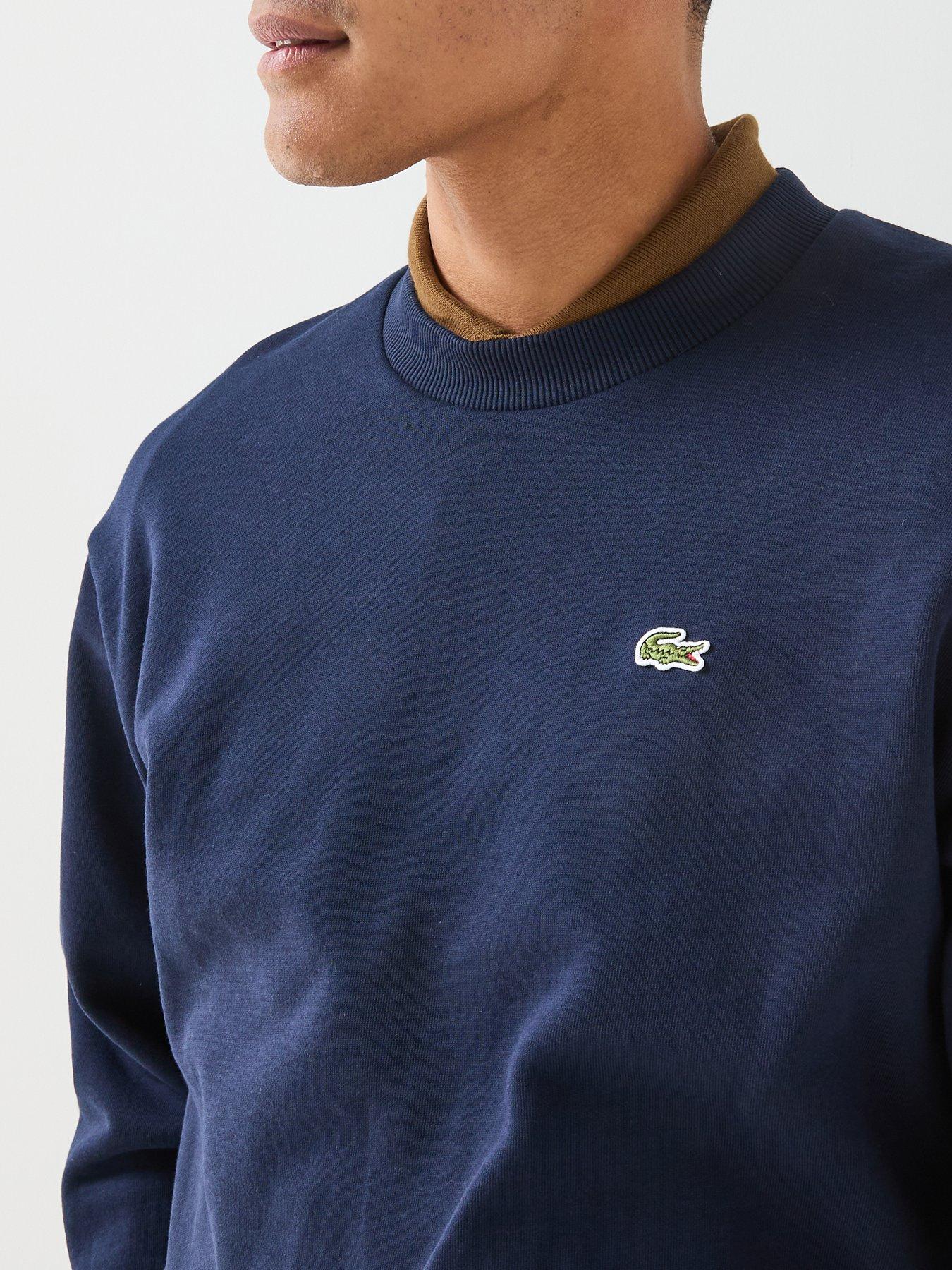 Image 4 of 6 of Lacoste Brushed Fleece Jersey Crew Sweat - Navy