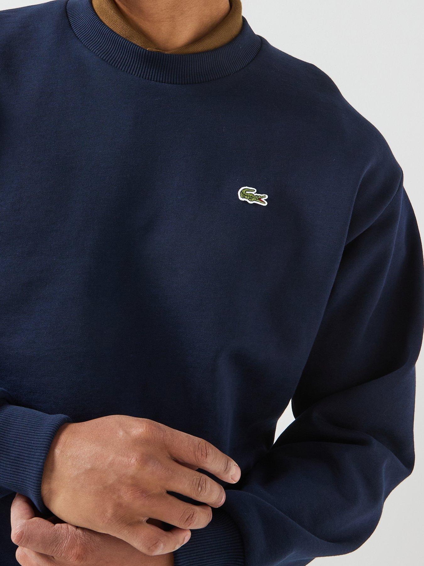 Image 5 of 6 of Lacoste Brushed Fleece Jersey Crew Sweat - Navy