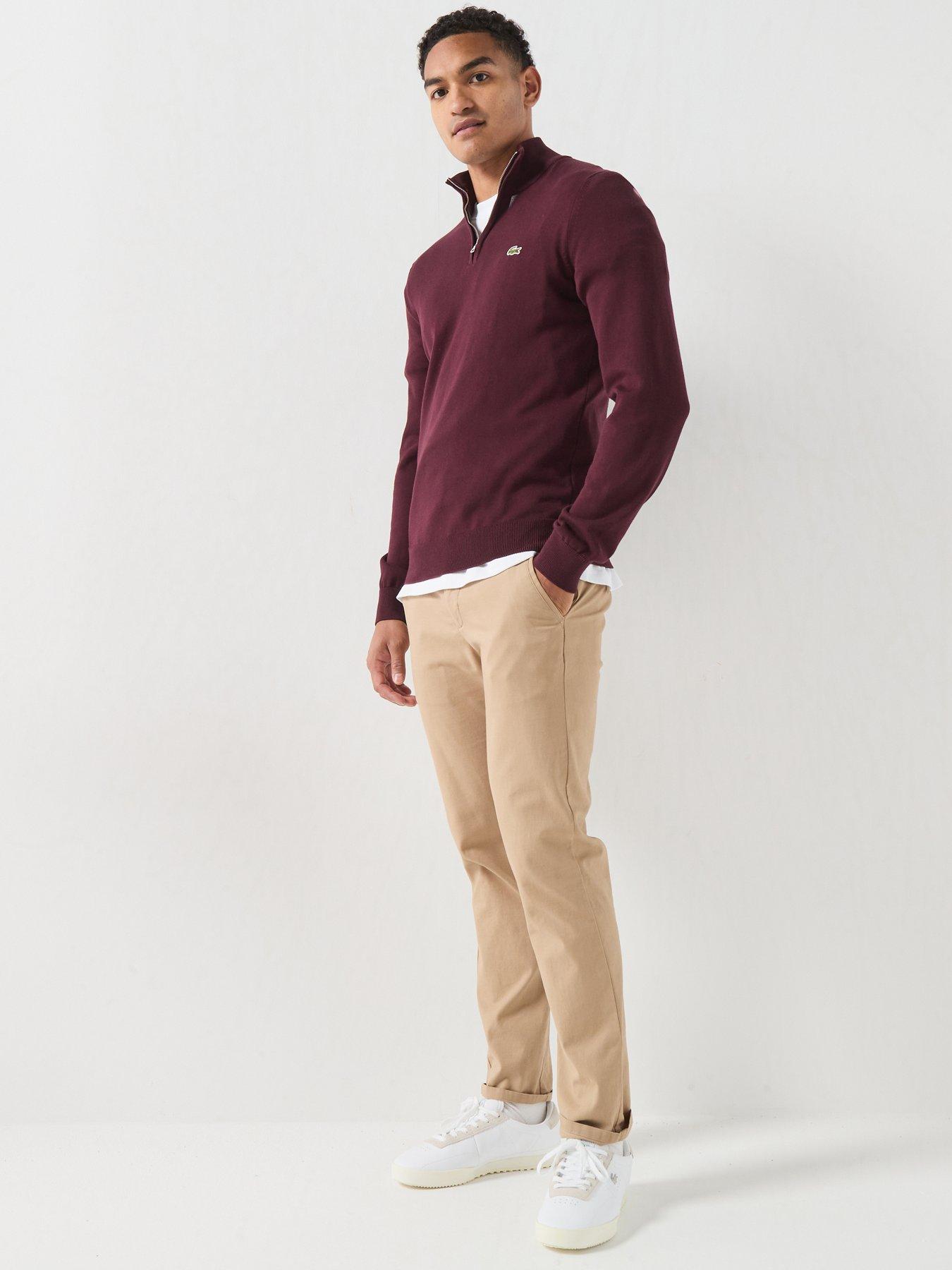 Image 3 of 5 of Lacoste 1/4 Zip Regular Fit Knitted Jumper - Dark Red