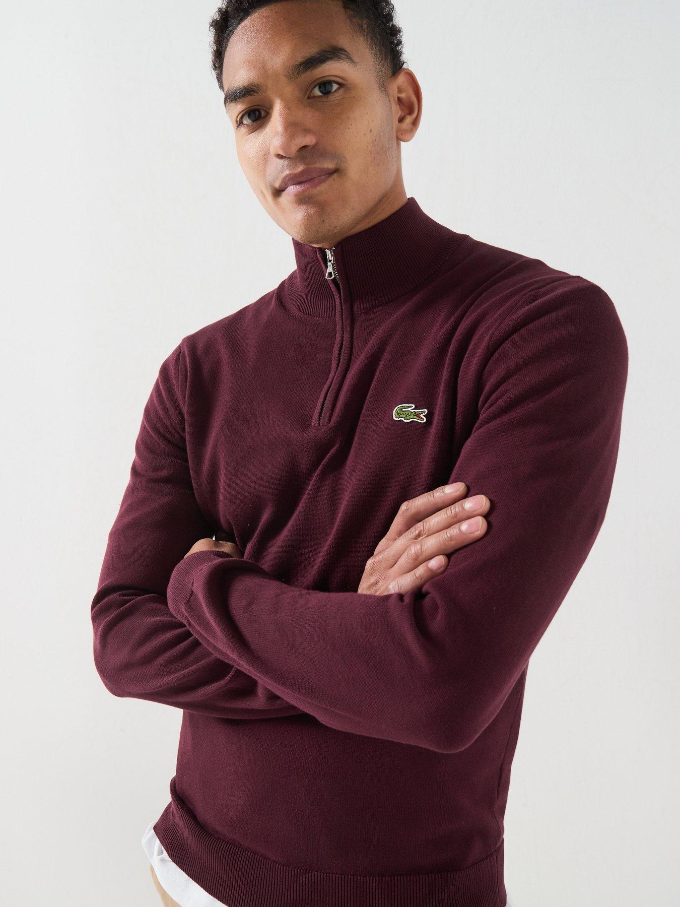 Image 4 of 5 of Lacoste 1/4 Zip Regular Fit Knitted Jumper - Dark Red