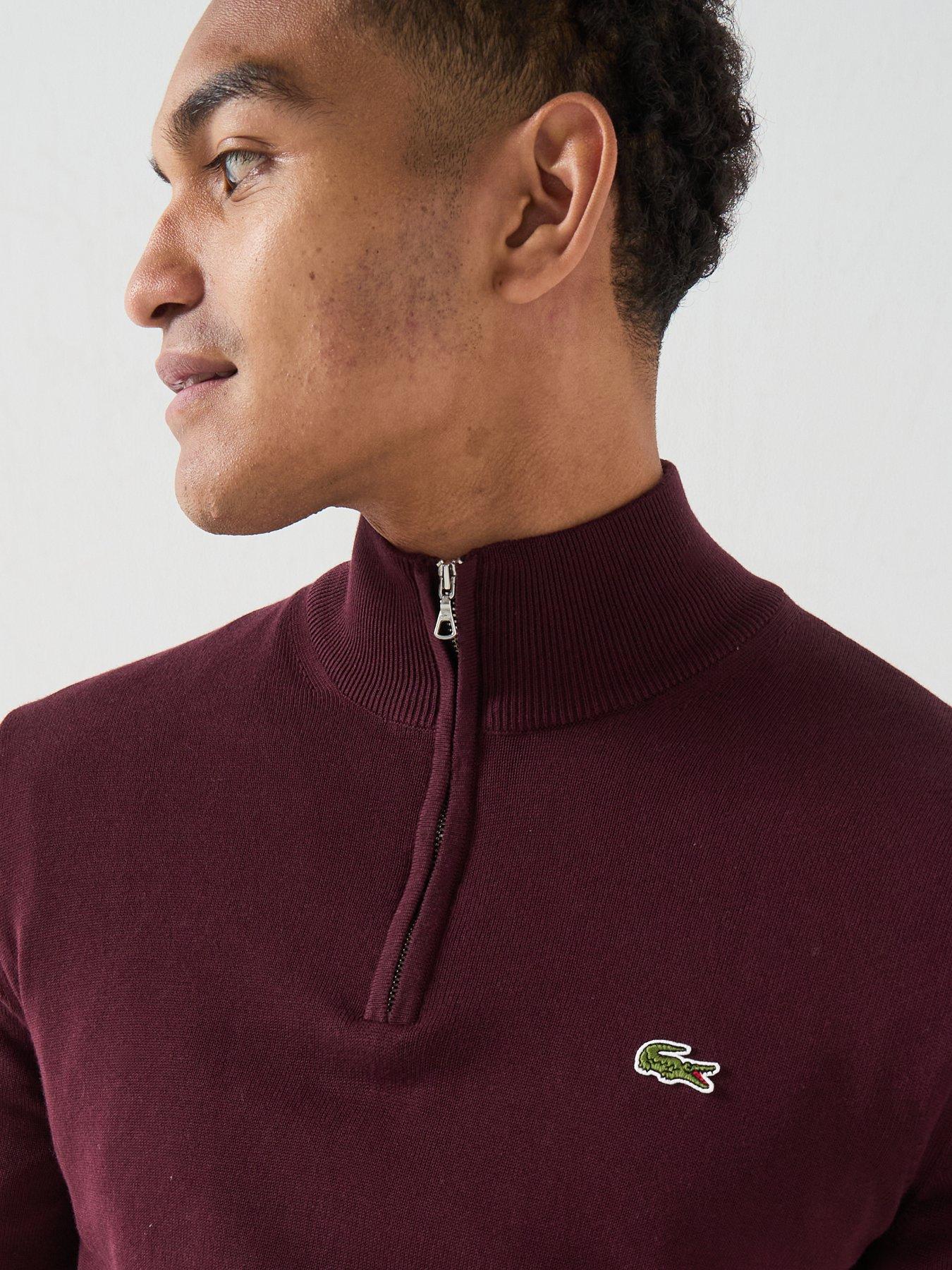 Image 5 of 5 of Lacoste 1/4 Zip Regular Fit Knitted Jumper - Dark Red
