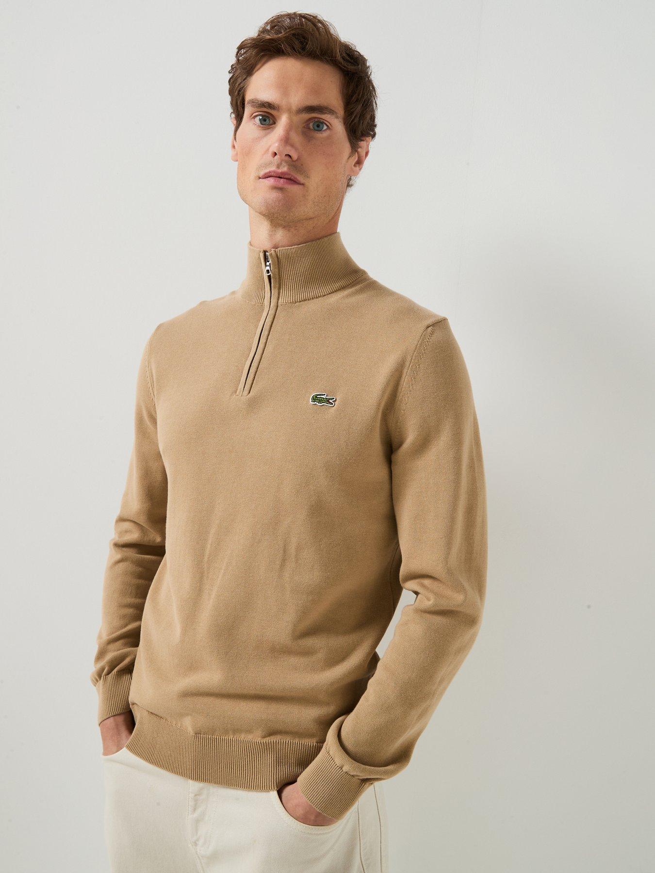 Lacoste 1/4 Zip Regular Fit Knitted Jumper - Brown