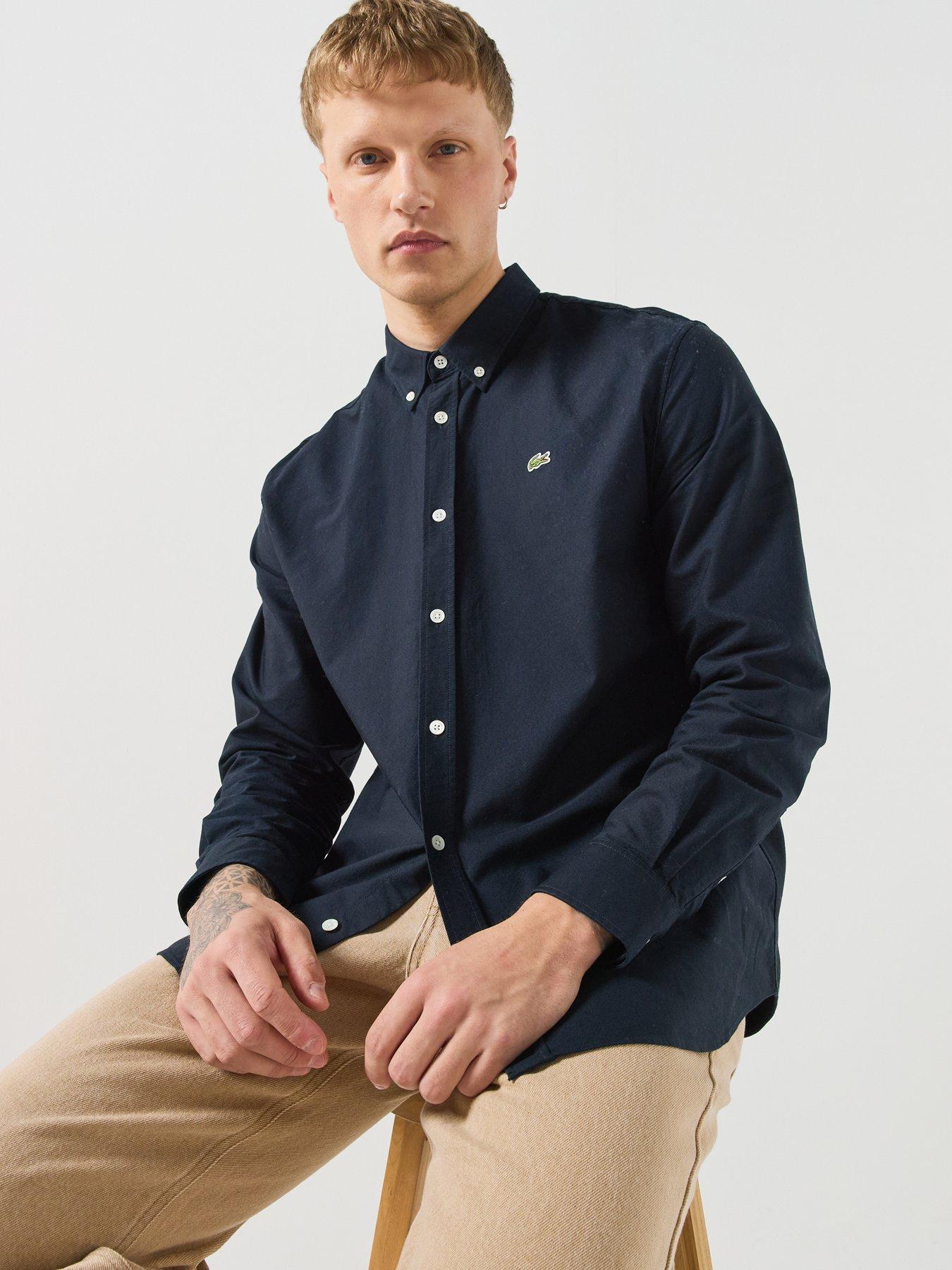 Image 4 of 6 of Lacoste Mens Button-Down Collar Oxford Cotton Shirt - Navy