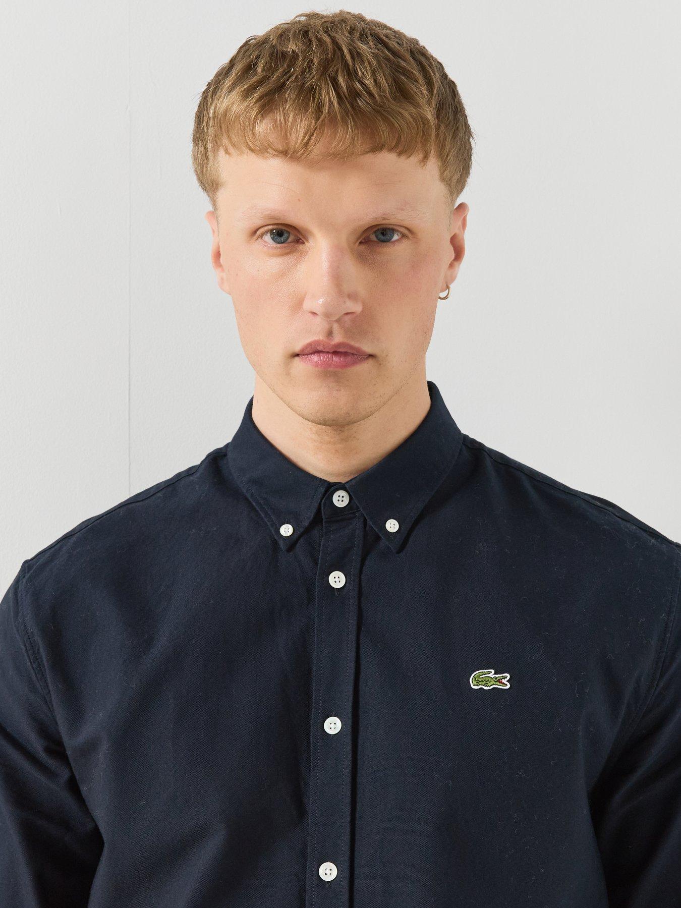 Image 5 of 6 of Lacoste Mens Button-Down Collar Oxford Cotton Shirt - Navy