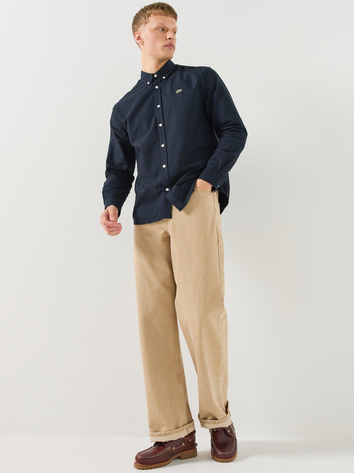 Image 6 of 6 of Lacoste Mens Button-Down Collar Oxford Cotton Shirt - Navy
