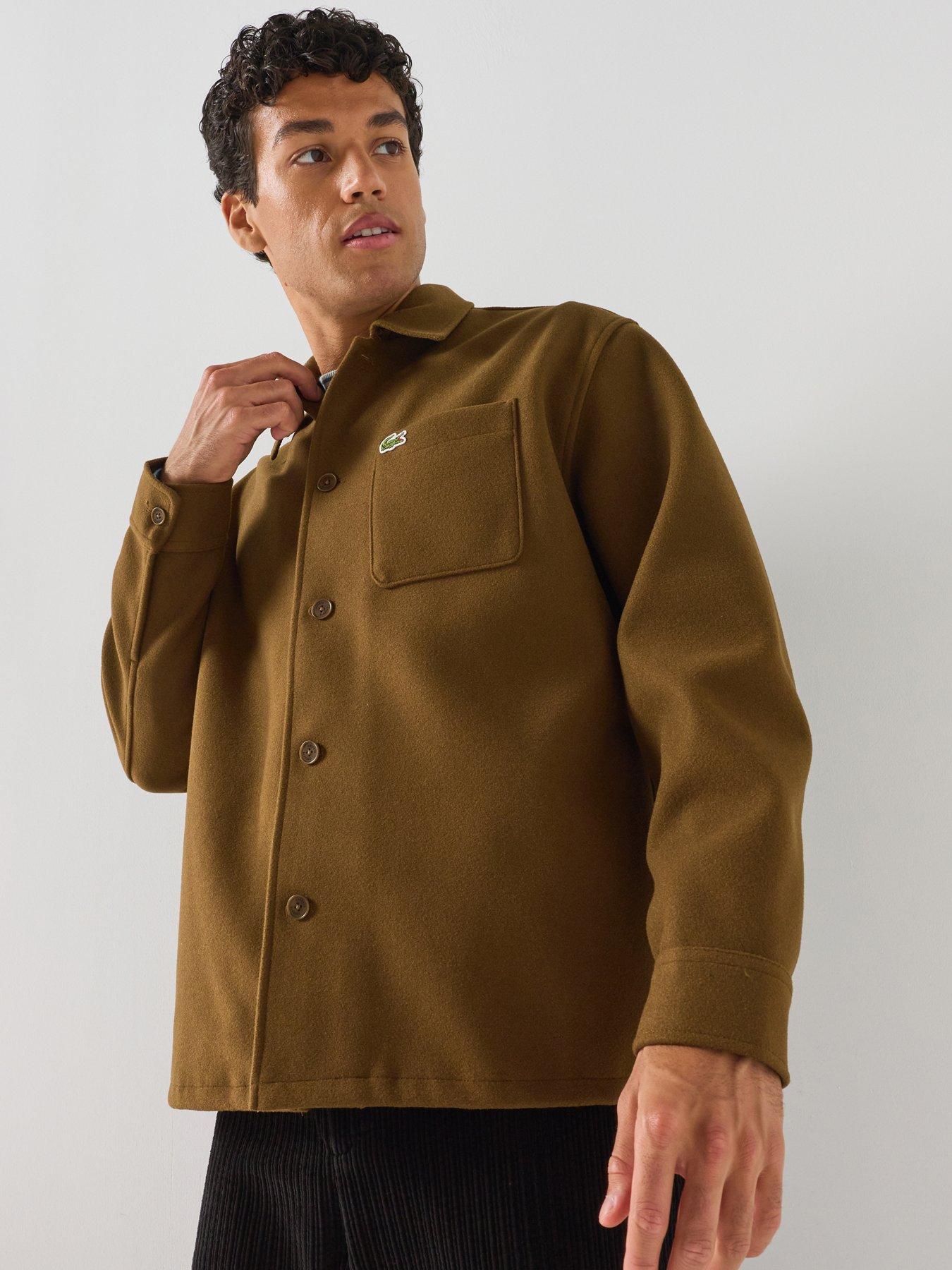 Lacoste Relaxed Fit Brushed Fabric Flannel Overshirt - Brown