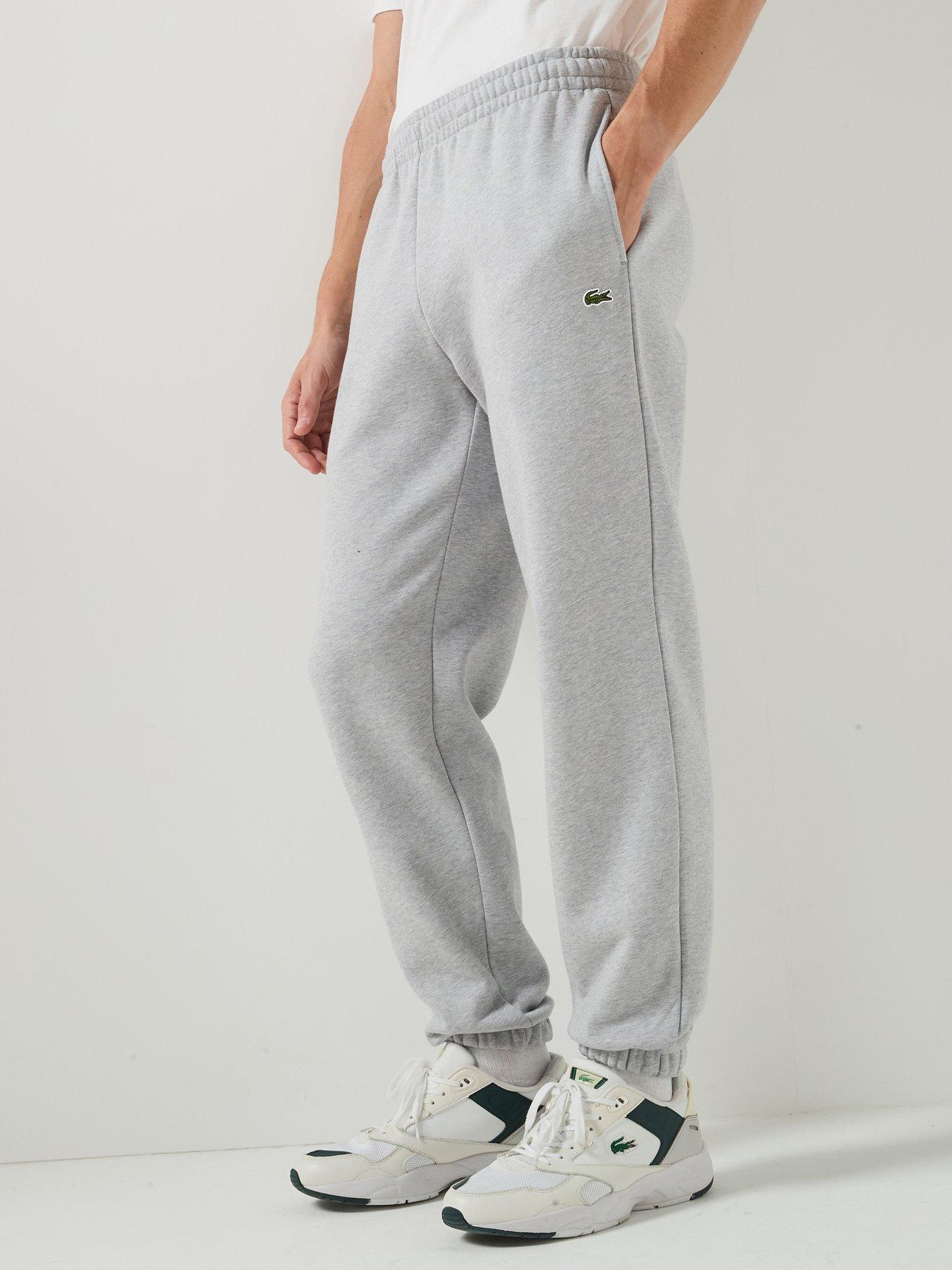 Image 1 of 6 of Lacoste Regular Fit Brushed Fleece Cuffed Joggers - Light Grey