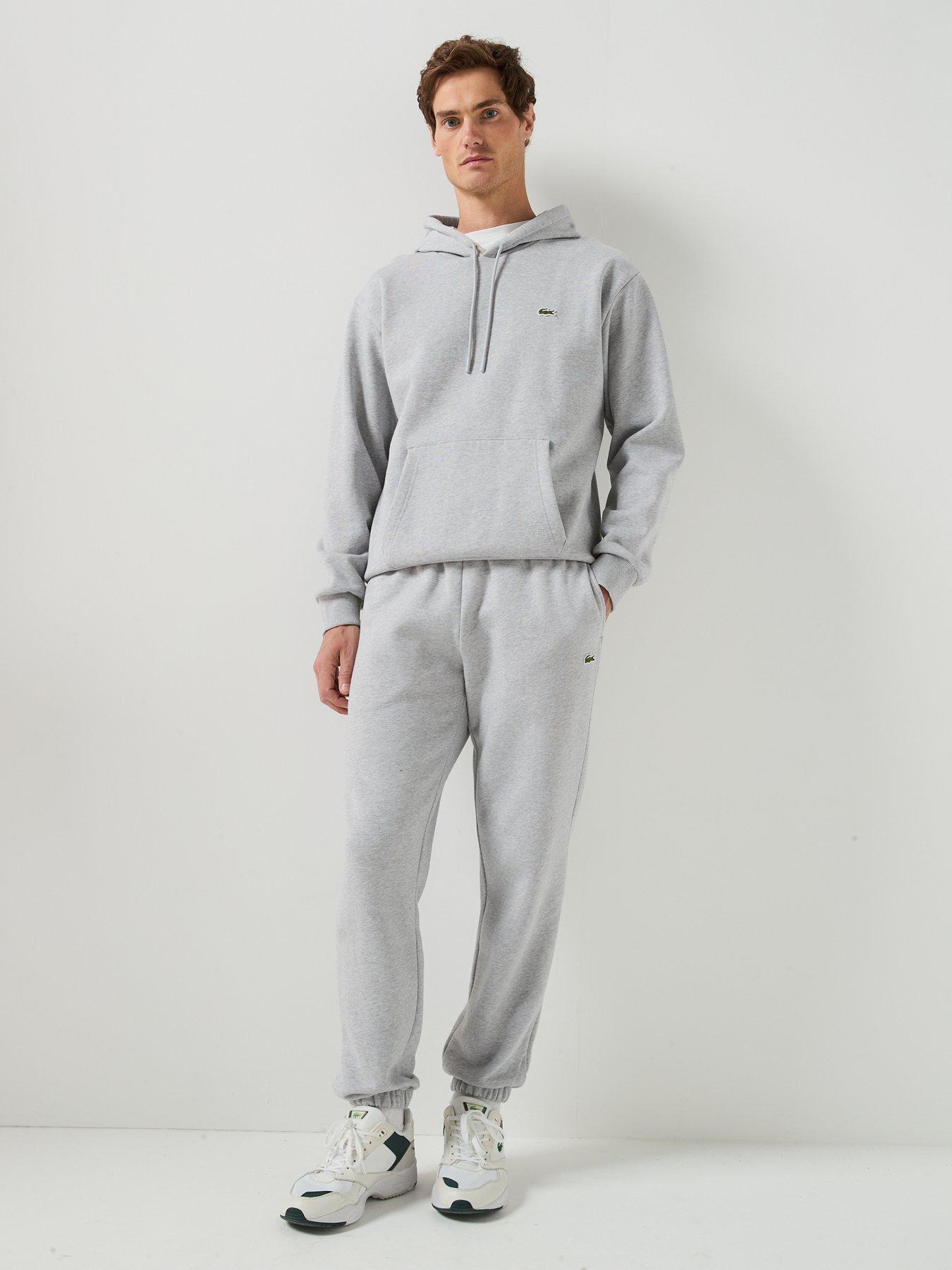 Image 3 of 6 of Lacoste Regular Fit Brushed Fleece Cuffed Joggers - Light Grey