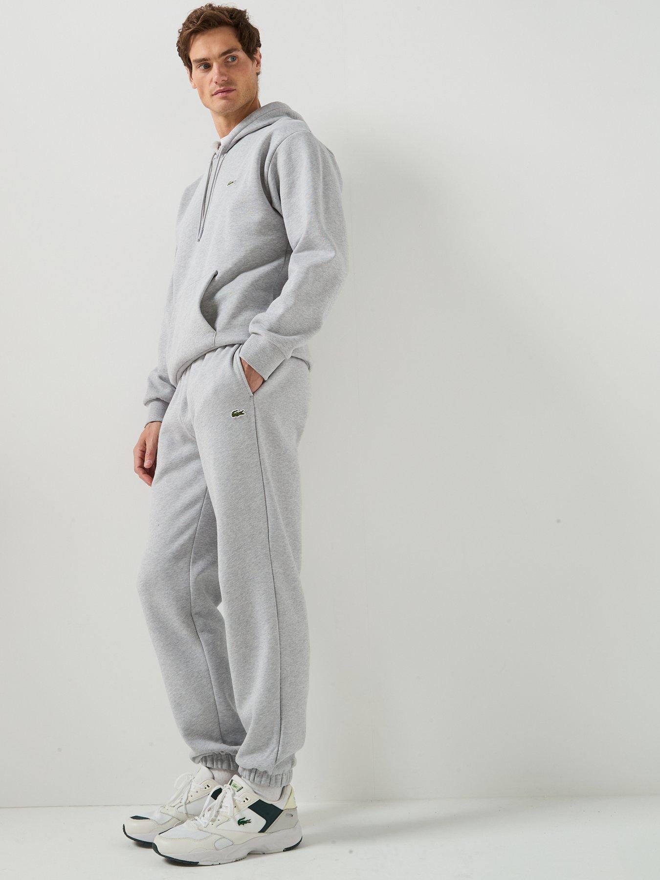 Image 4 of 6 of Lacoste Regular Fit Brushed Fleece Cuffed Joggers - Light Grey