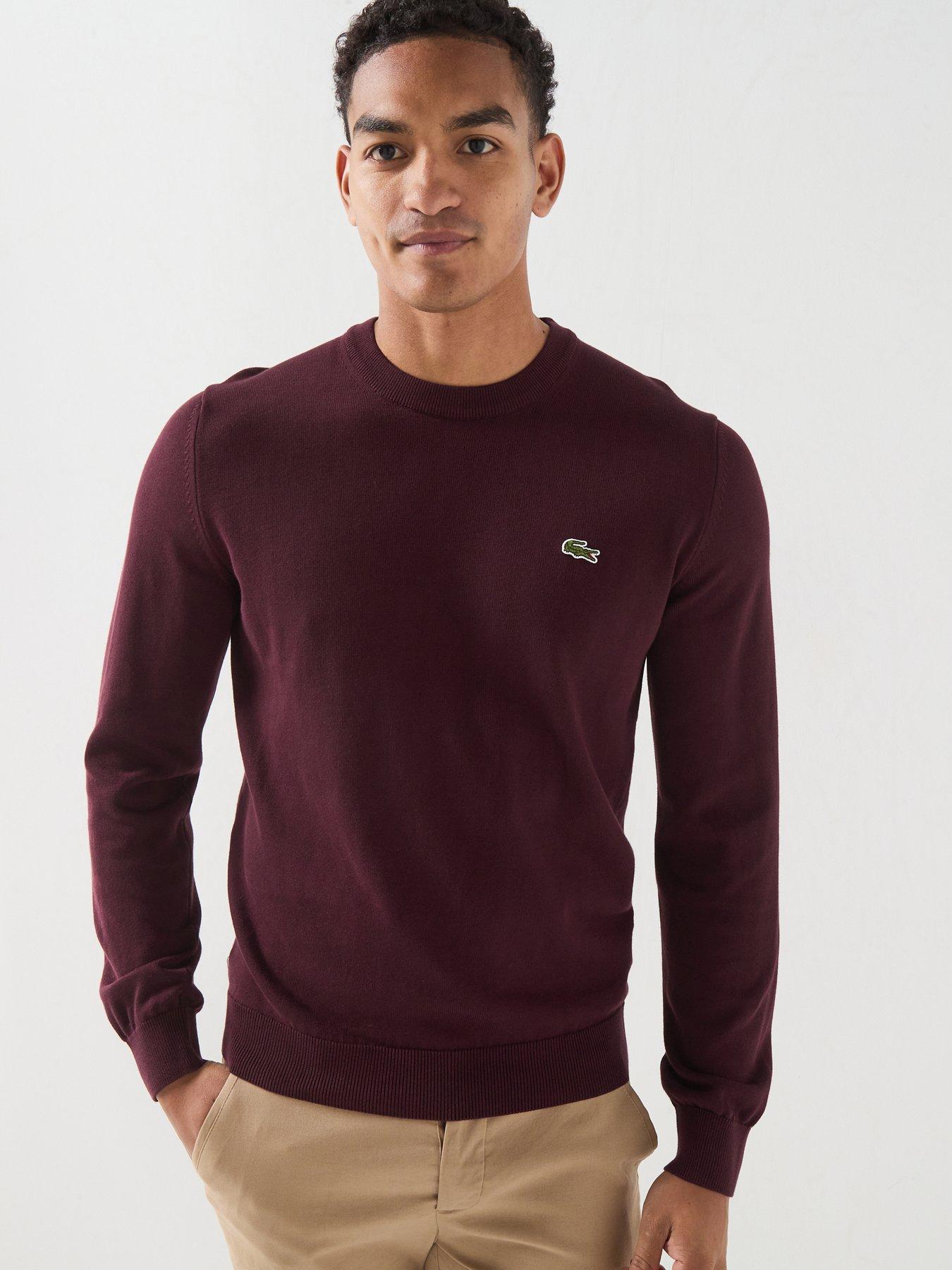 Lacoste Crew Neck Cotton Knitted Jumper - Dark Red
