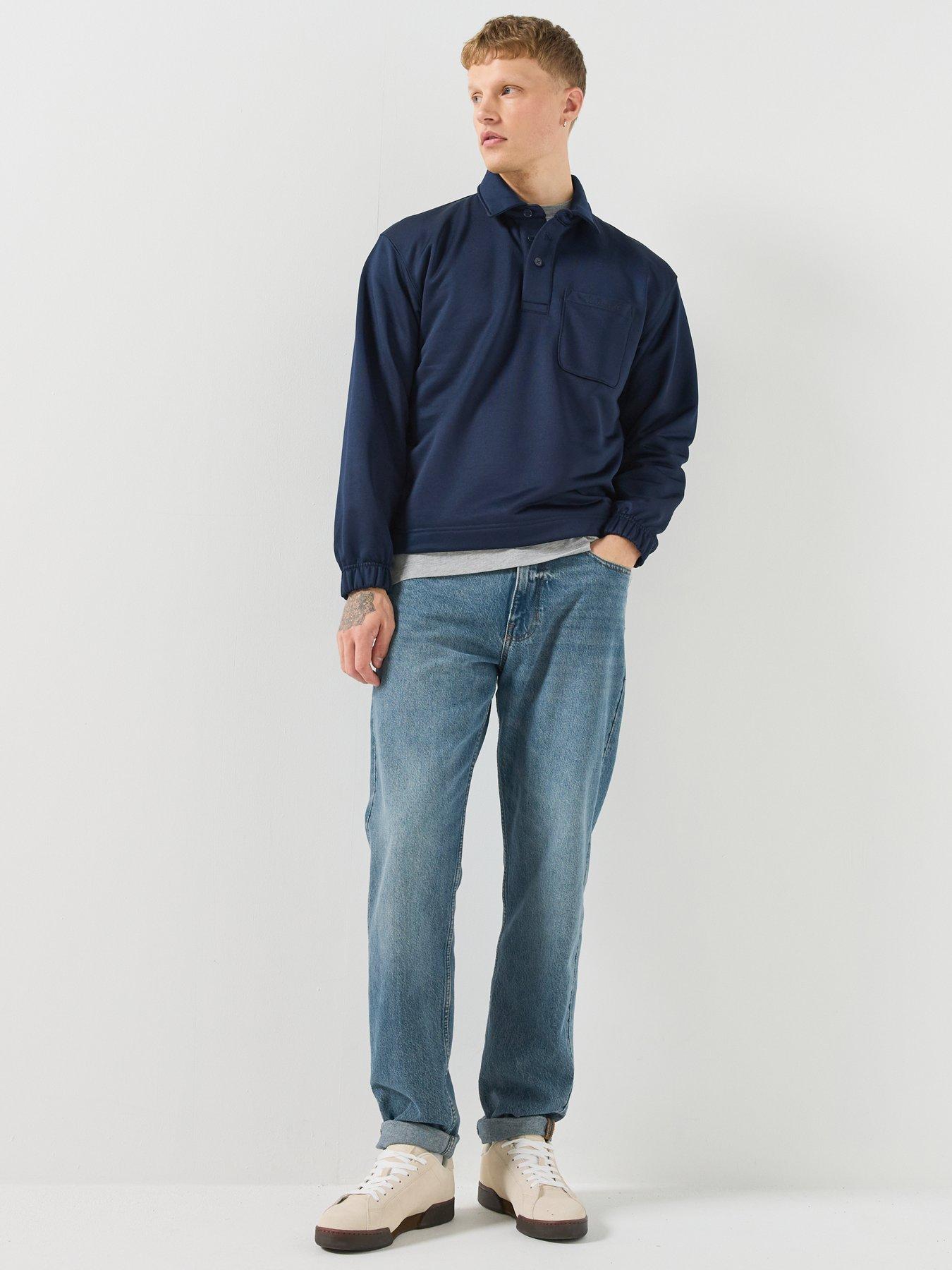 Image 3 of 6 of Lacoste Mens Collared Button Placket Regular Fit Sweatshirt - Blue