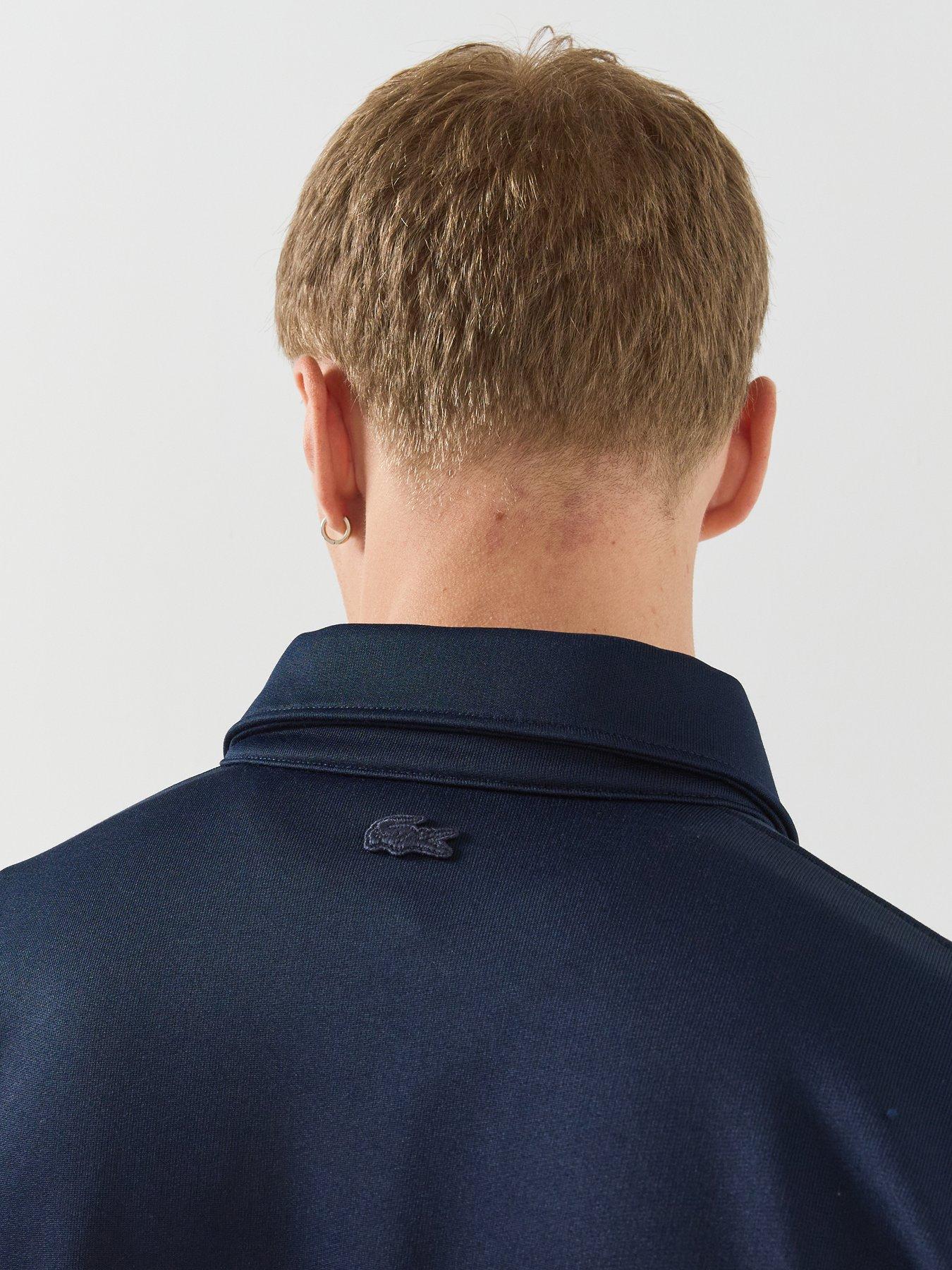 Image 6 of 6 of Lacoste Mens Collared Button Placket Regular Fit Sweatshirt - Blue