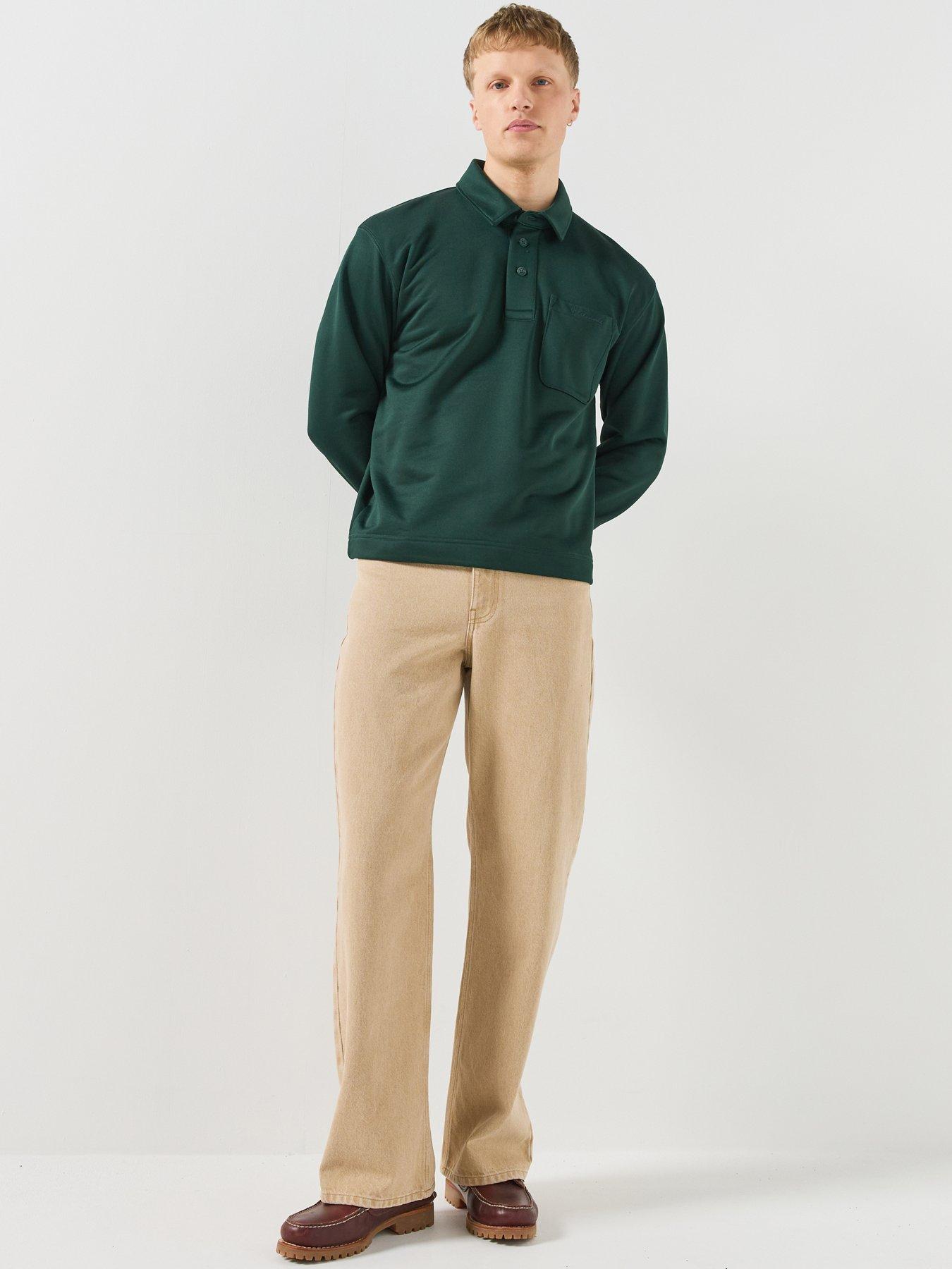 Image 3 of 6 of Lacoste Mens Collared Button Placket Elasticated Cuffs Sweatshirt - Dark Green
