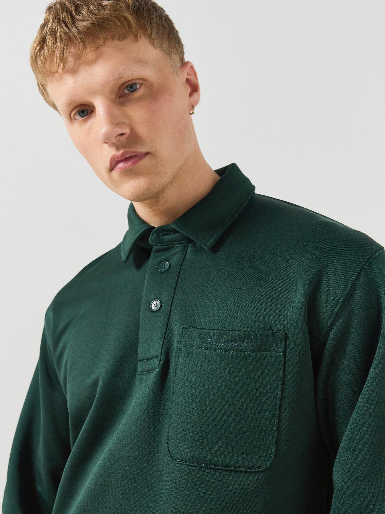 Image 4 of 6 of Lacoste Mens Collared Button Placket Elasticated Cuffs Sweatshirt - Dark Green
