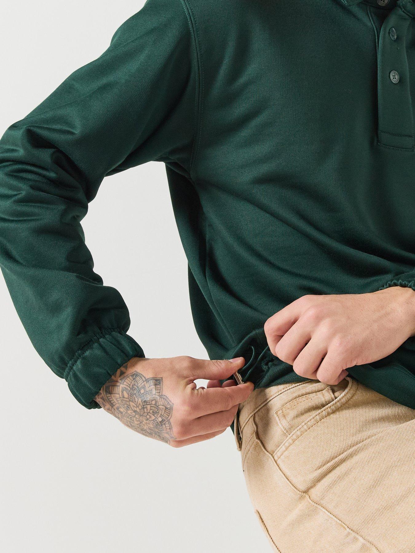 Image 5 of 6 of Lacoste Mens Collared Button Placket Elasticated Cuffs Sweatshirt - Dark Green