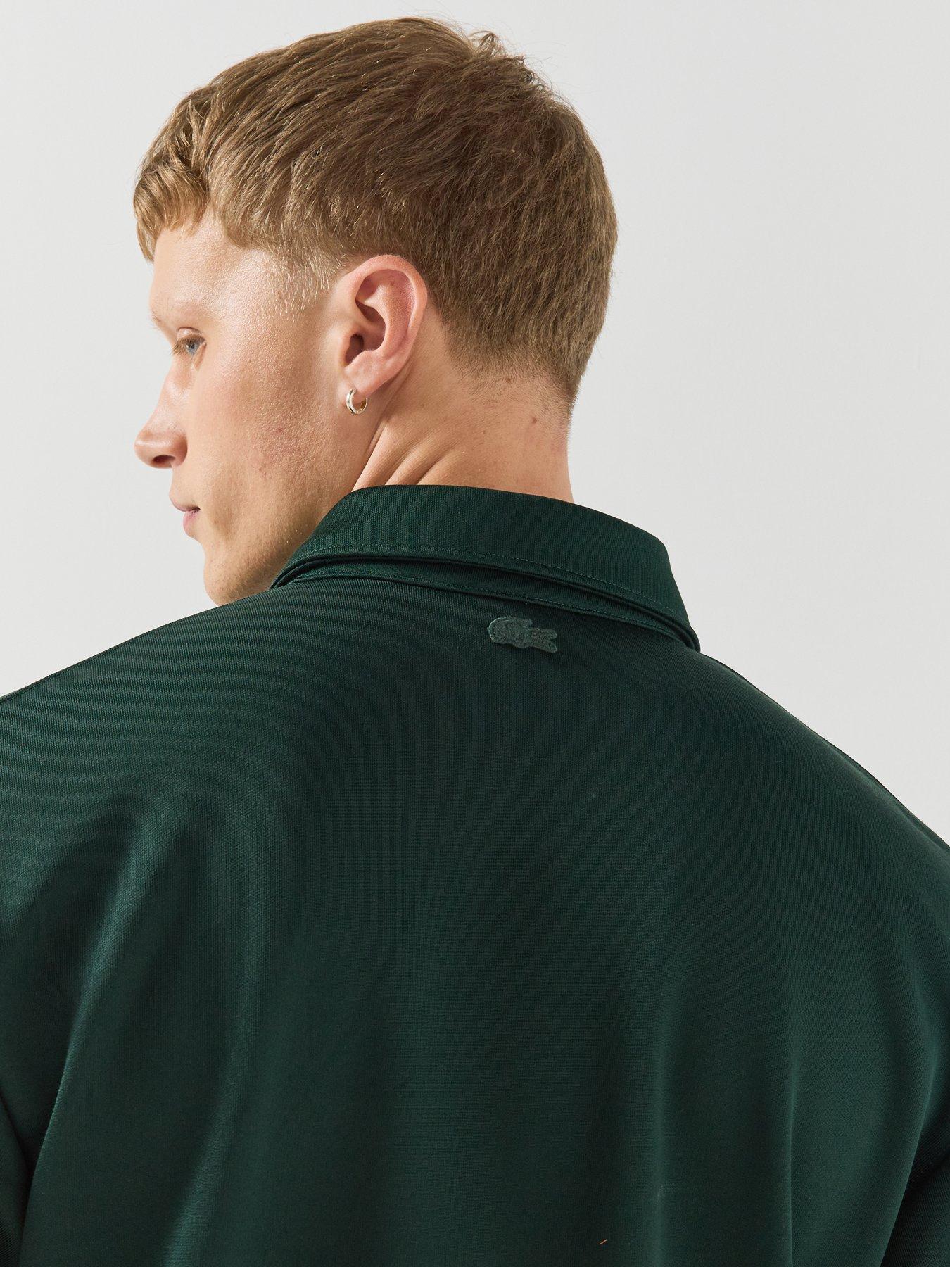 Image 6 of 6 of Lacoste Mens Collared Button Placket Elasticated Cuffs Sweatshirt - Dark Green